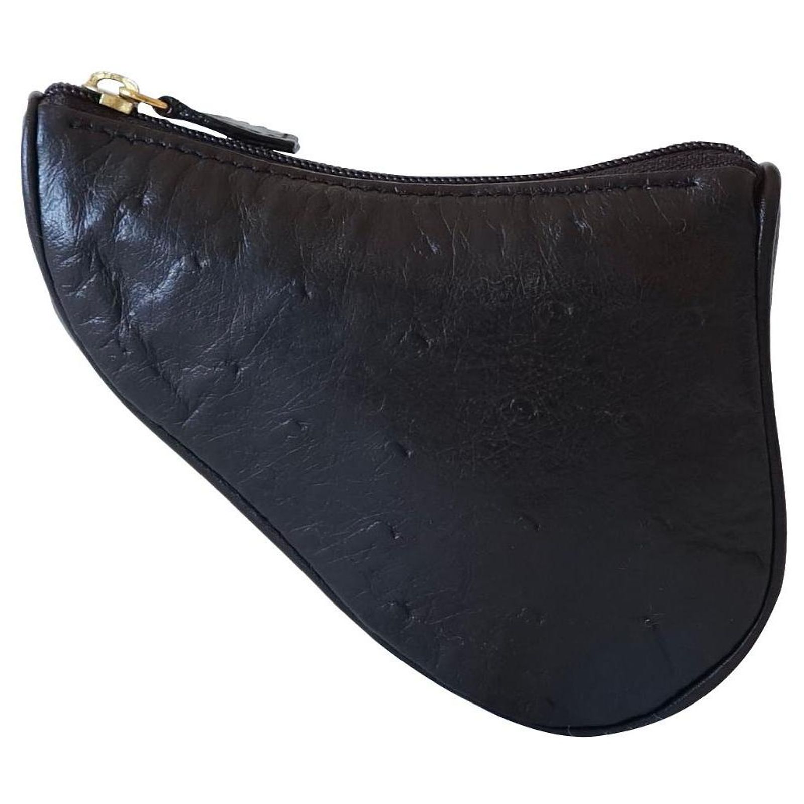Pochette Sandwich Pour Selle De Cheval - Cuir Marron Foncé - Équitation, Chasse, Hack - Neuve