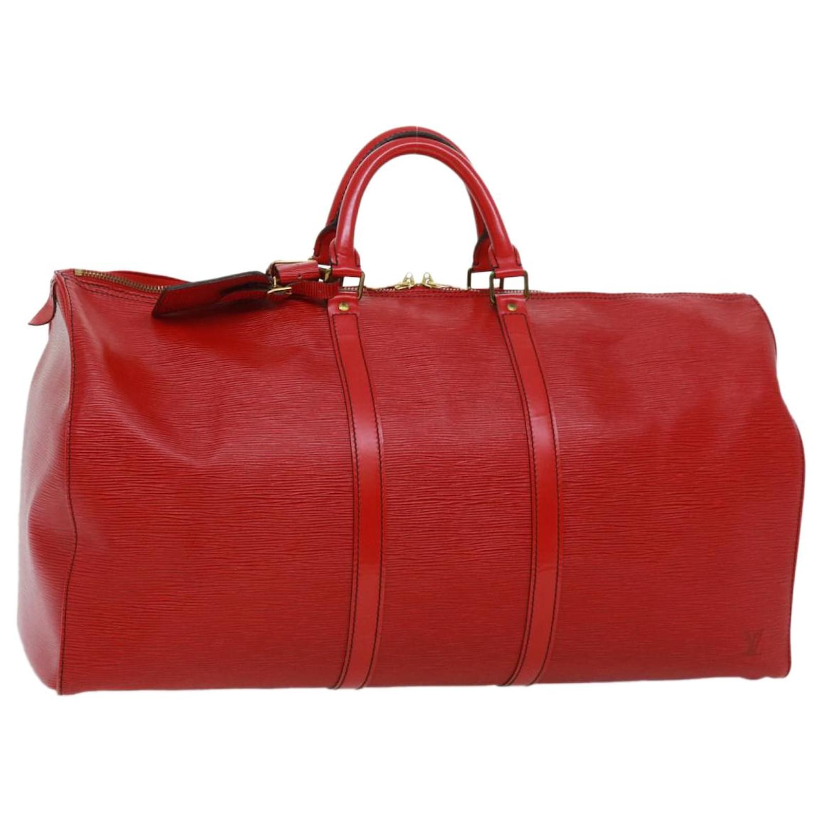 Handbag Louis Vuitton Boston Bag Keepall 55 Red Epi 122070045