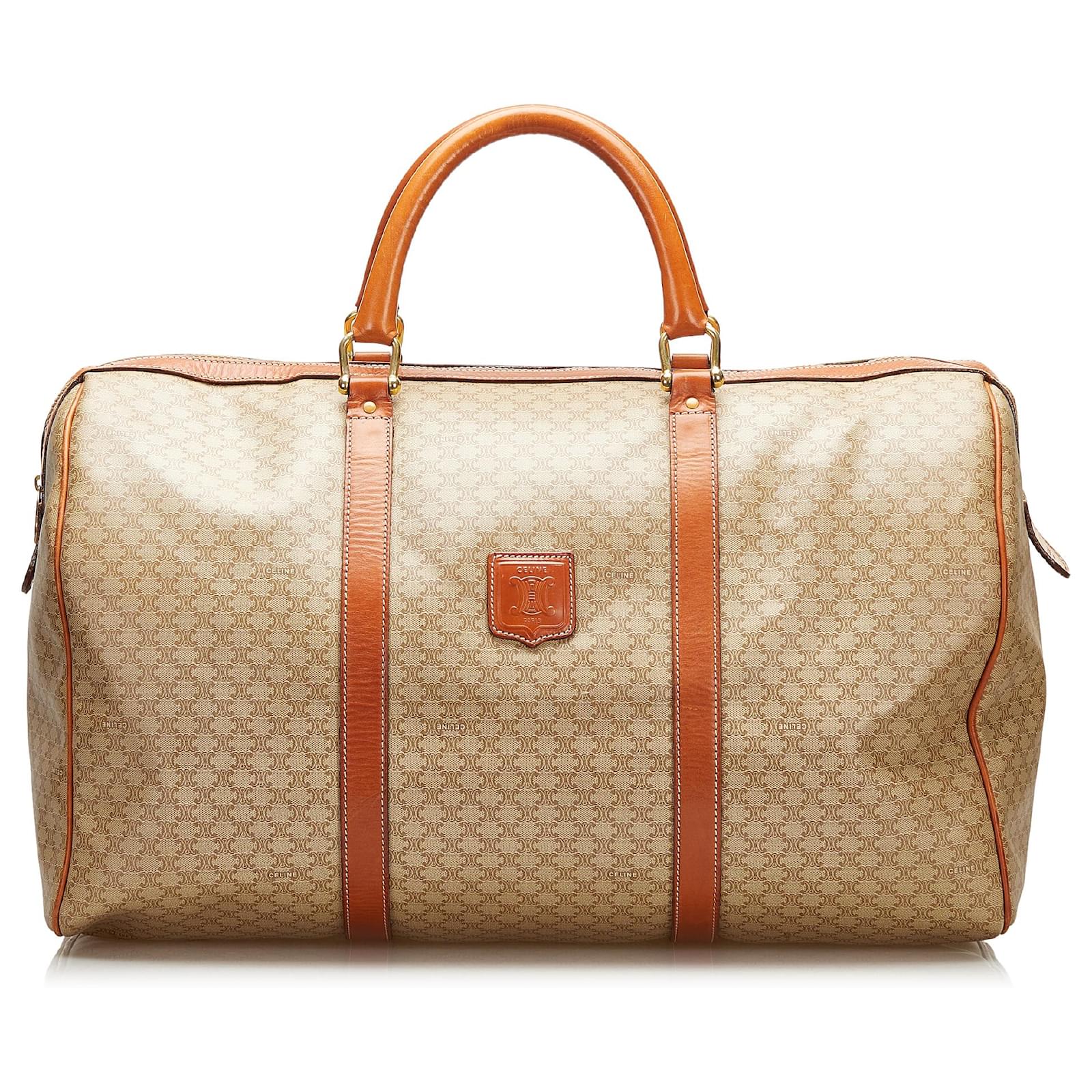 Céline Celine Brown Macadam Travel Bag Beige Cloth Cloth ref.720775 - Joli  Closet