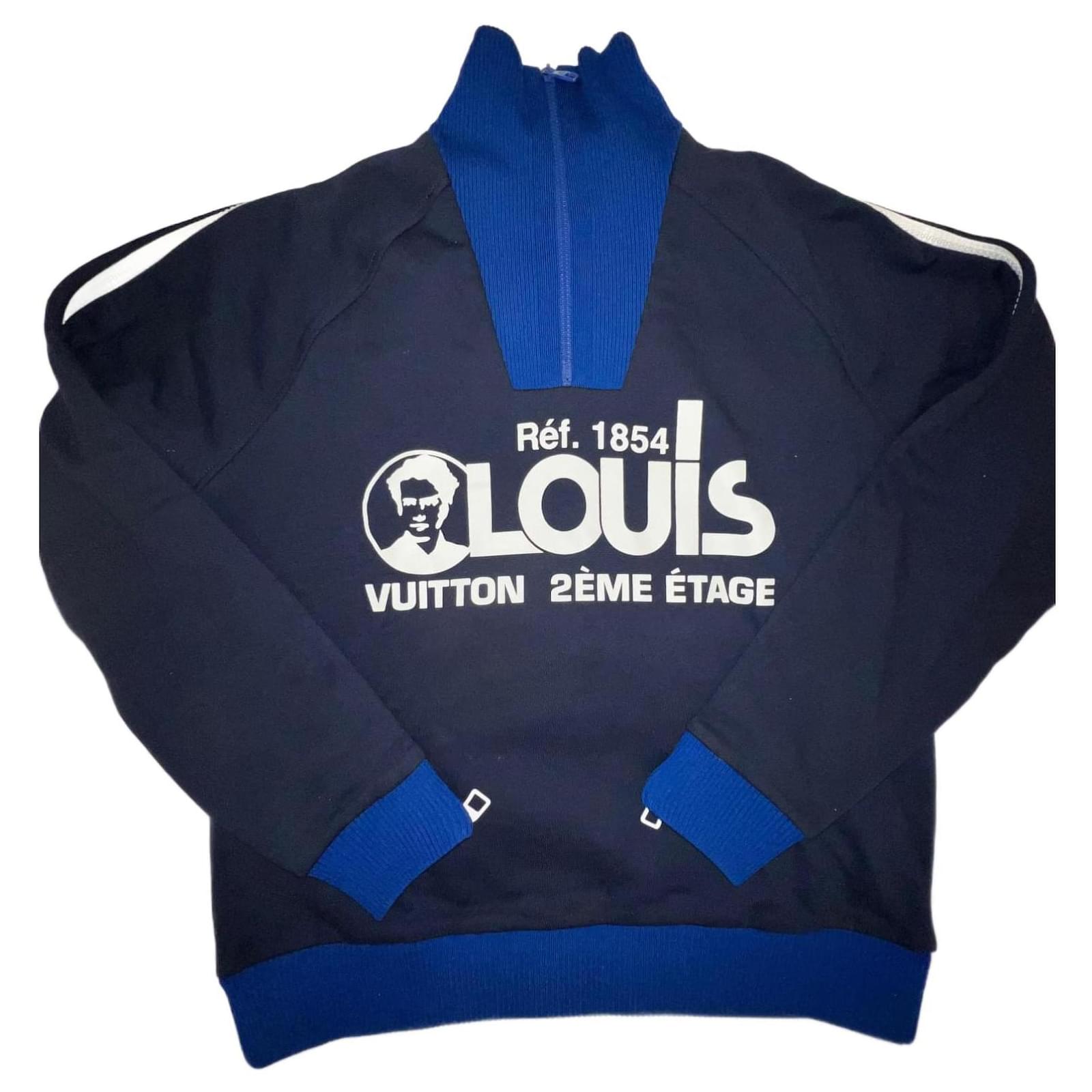 Louis Vuitton Light Blue Knit LV Embroidered Crew Neck Sweatshirt XS Louis  Vuitton