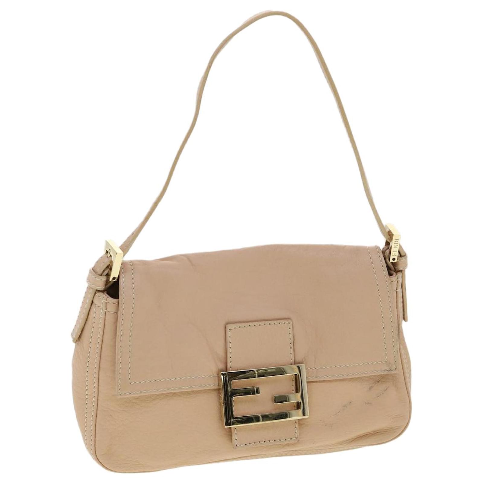 Fendi Beige Pink Leather Baguette