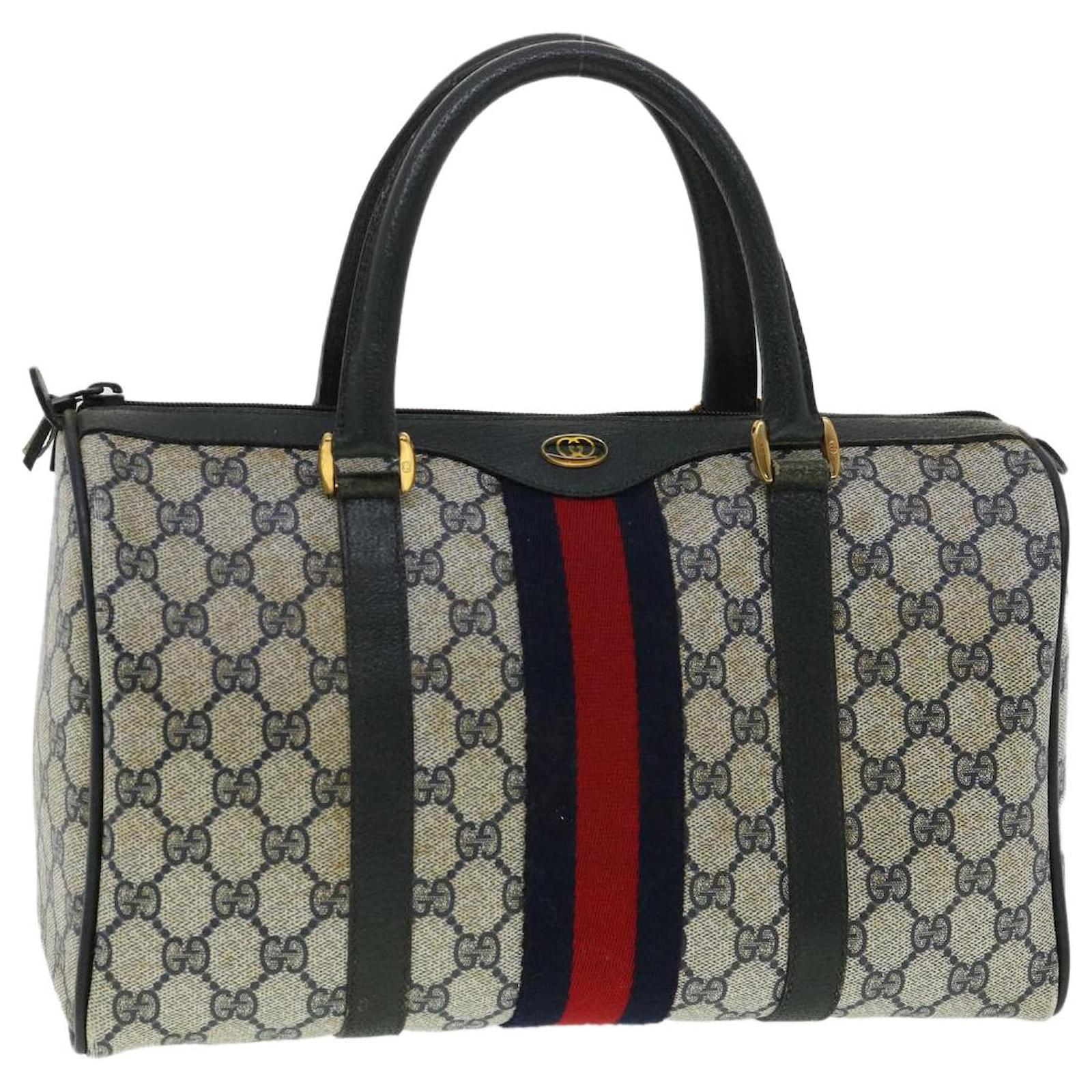 GUCCI GG Supreme Sherry tote bag PVC leather Navy Blue Large