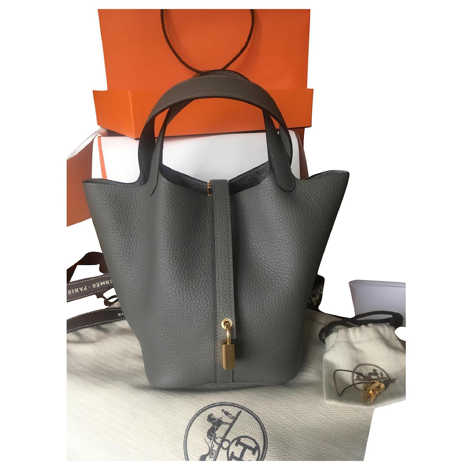 Hermès Picotin 18 Taurillon Clemence Gray Meyer Grey Leather ref