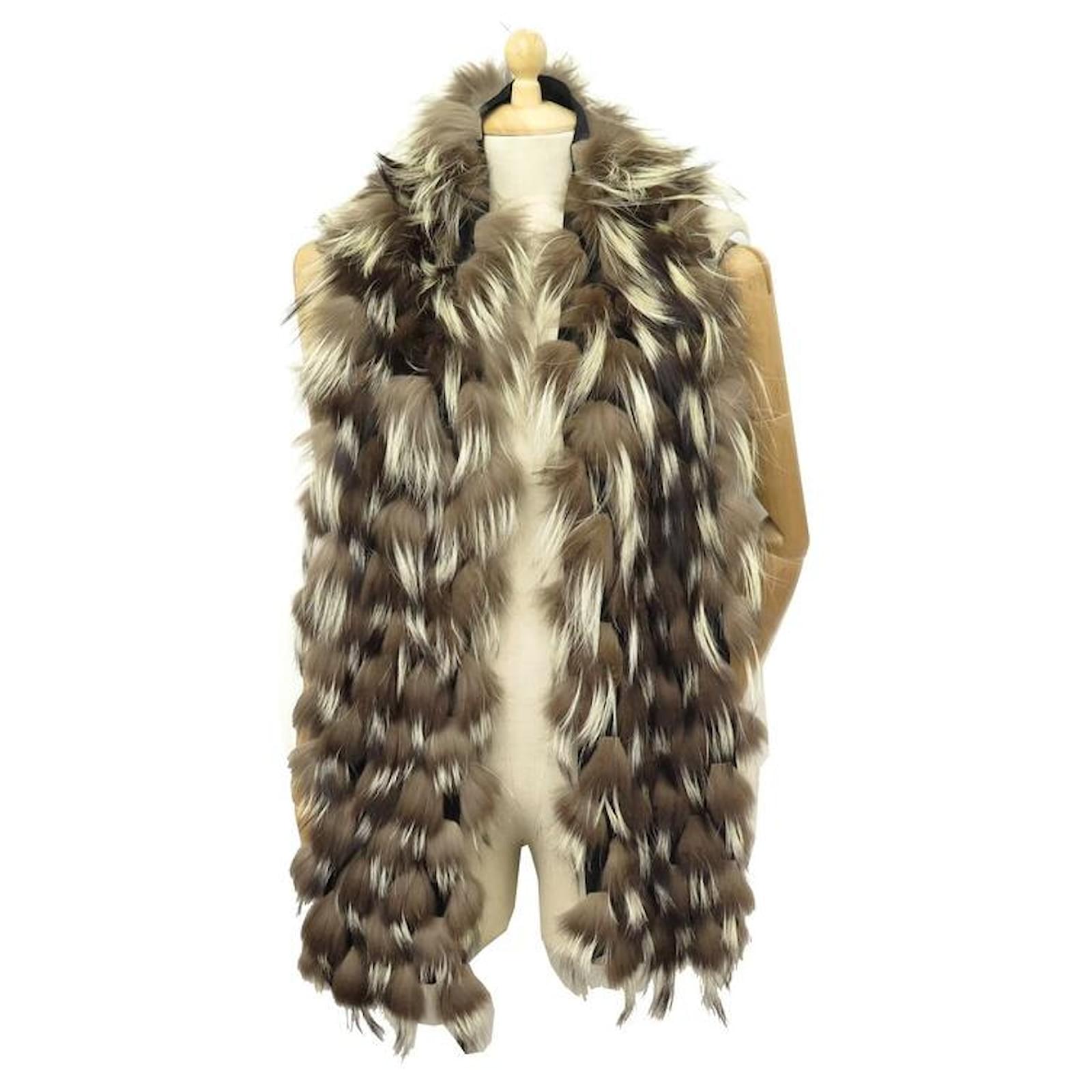 Christian Dior New Dior Scarf Stole In Silk And Fox Fur Silk And Fur 