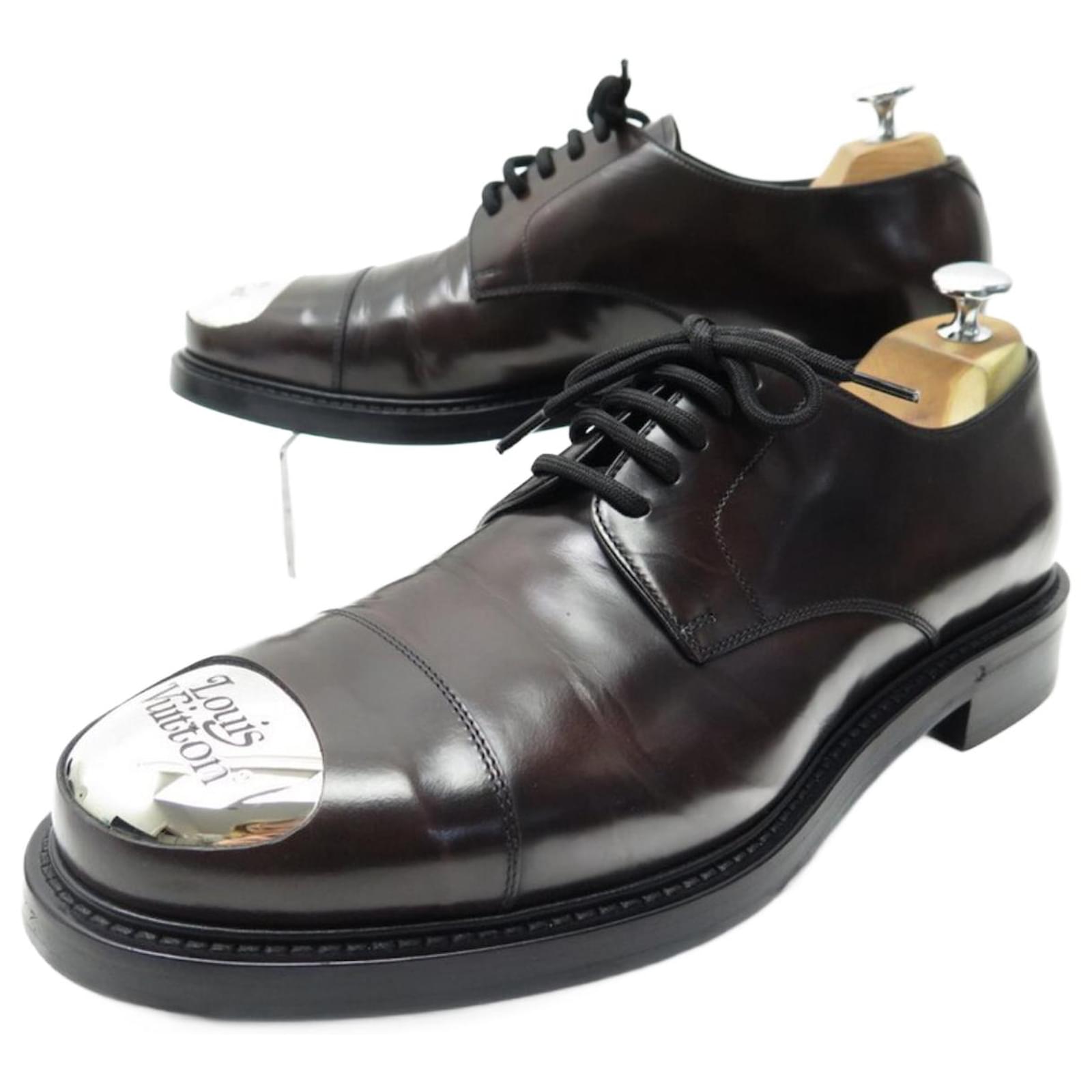 $915 Louis Vuitton Black Formal Voltaire Derby Shoes Men UK 8 US 9