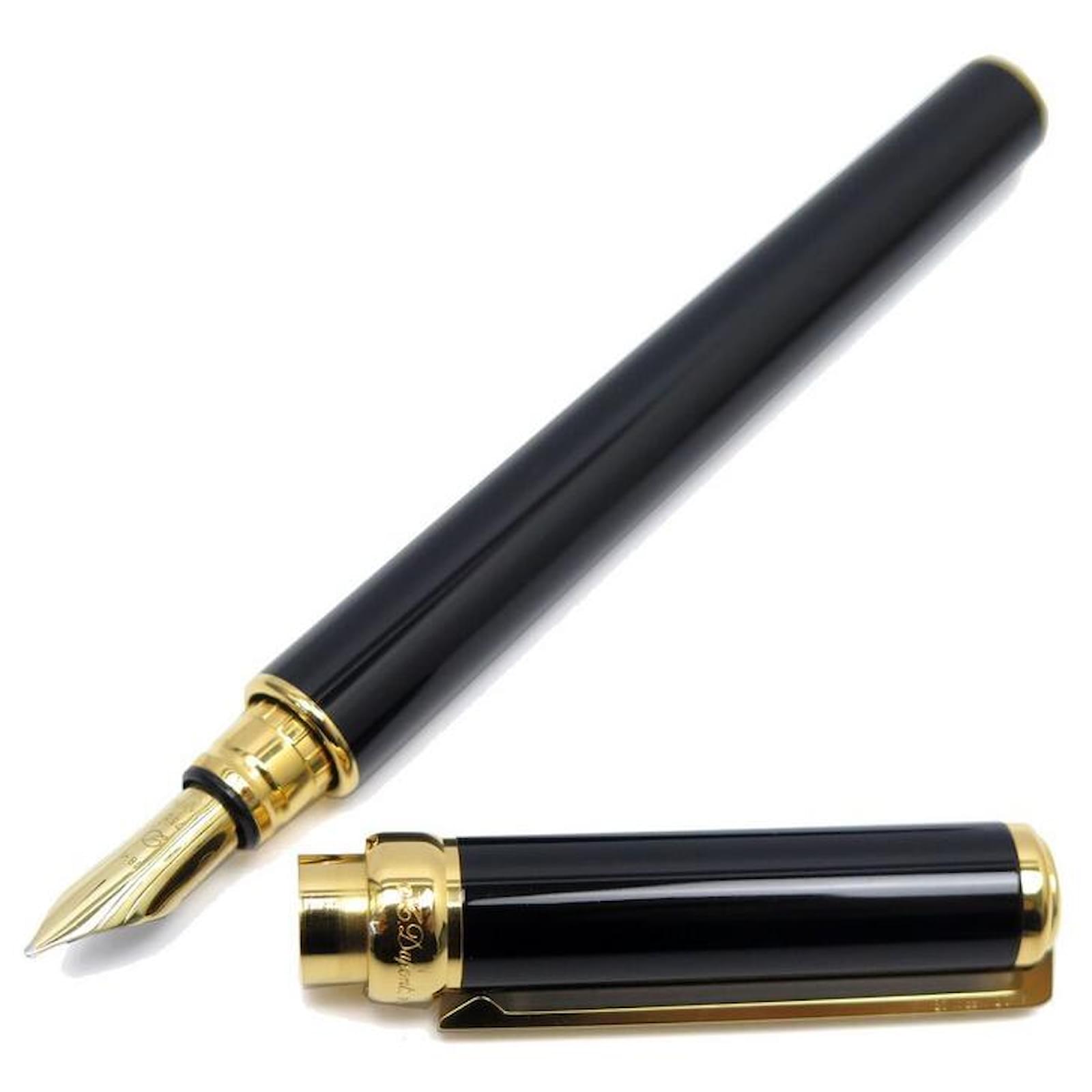 NEW ST DUPONT GATSBY FOUNTAIN PEN 431274M IN BLACK GOLD LACQUER FOUNTAIN PEN Goldplated ref