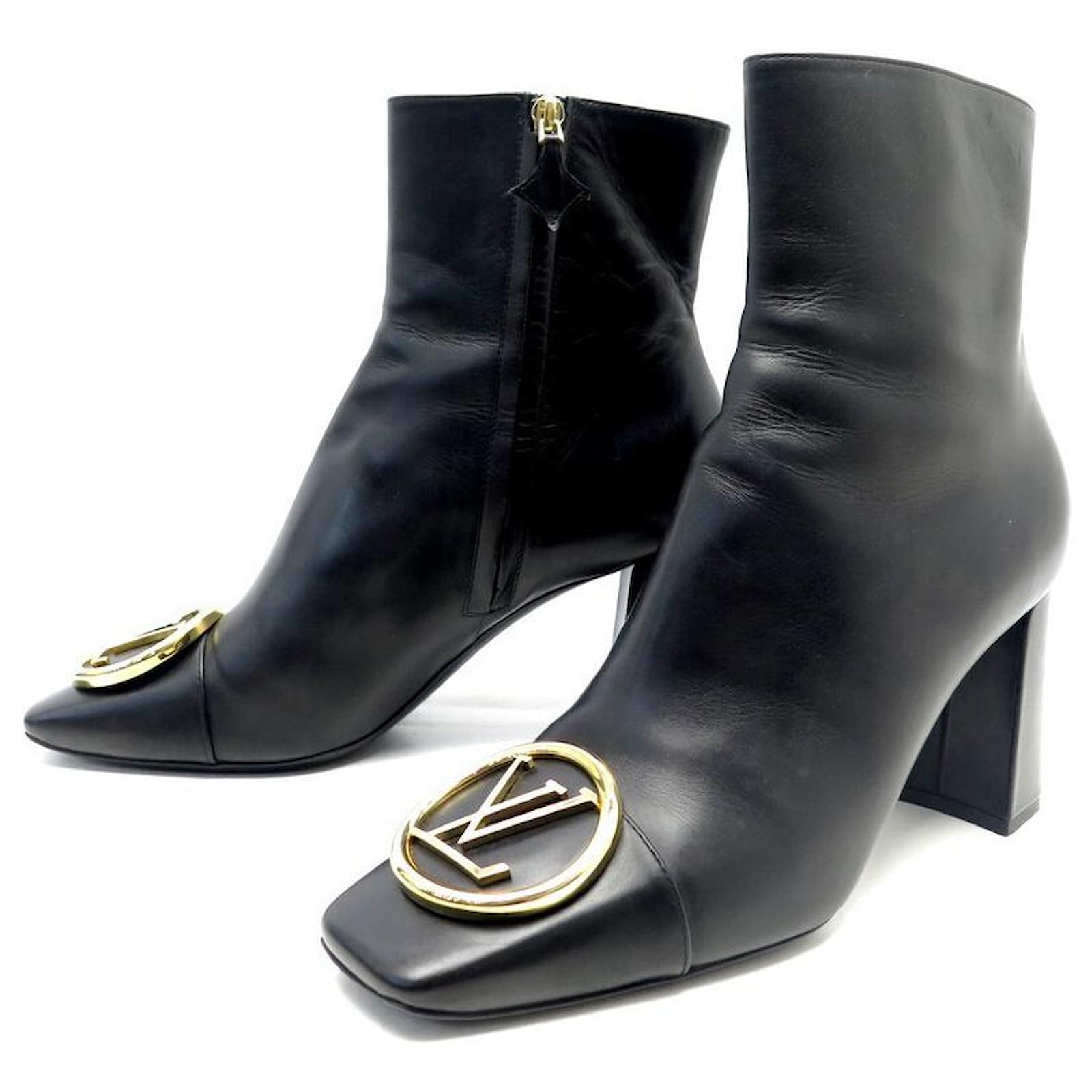 LOUIS VUITTON MADELEINE BOOTS SHOES 41 BLACK LEATHER BOOTS