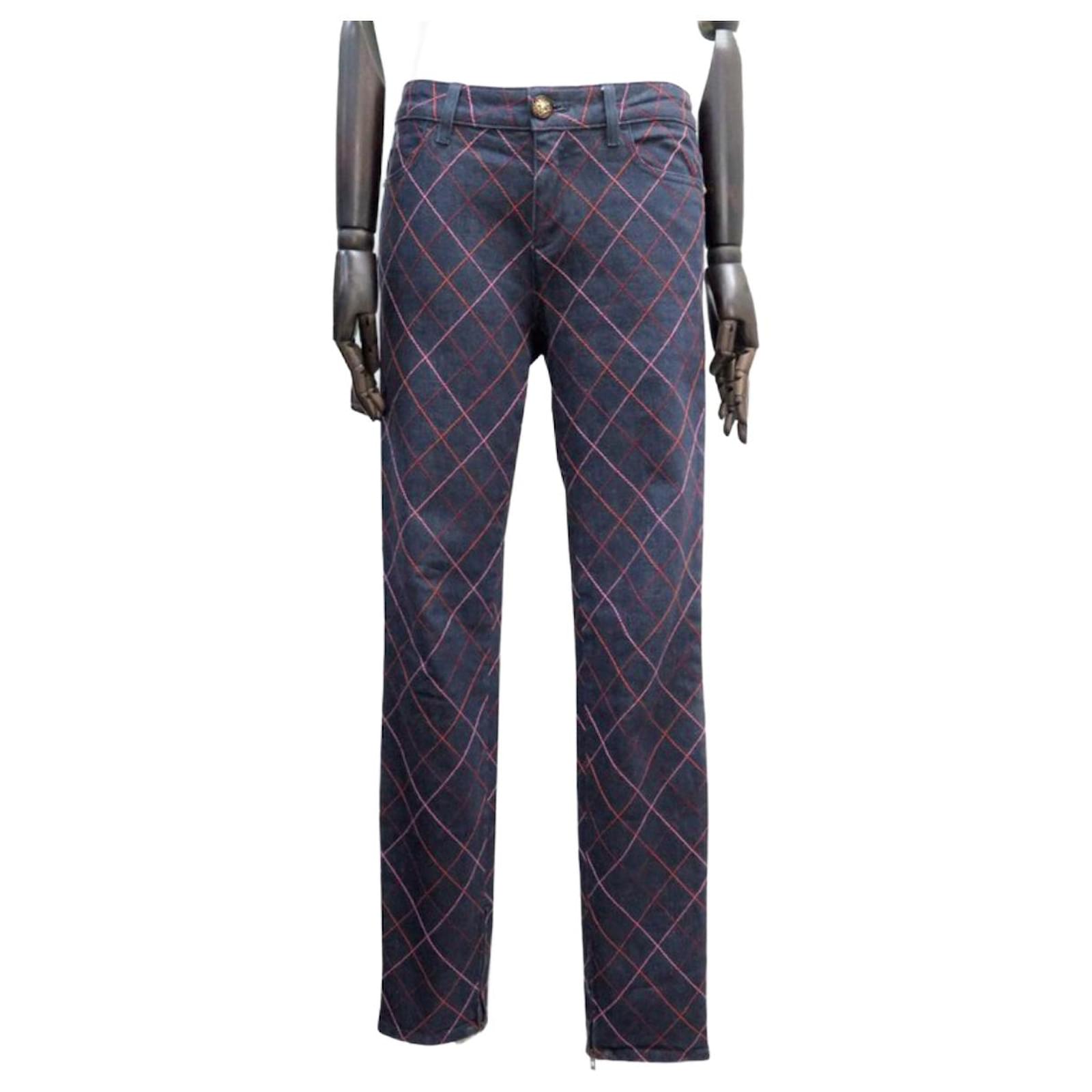 CHANEL P TROUSERS56769 Quilt Jeans 36 S IN BLUE DENIM TROUSERS QUILTED  ref.721806 - Joli Closet
