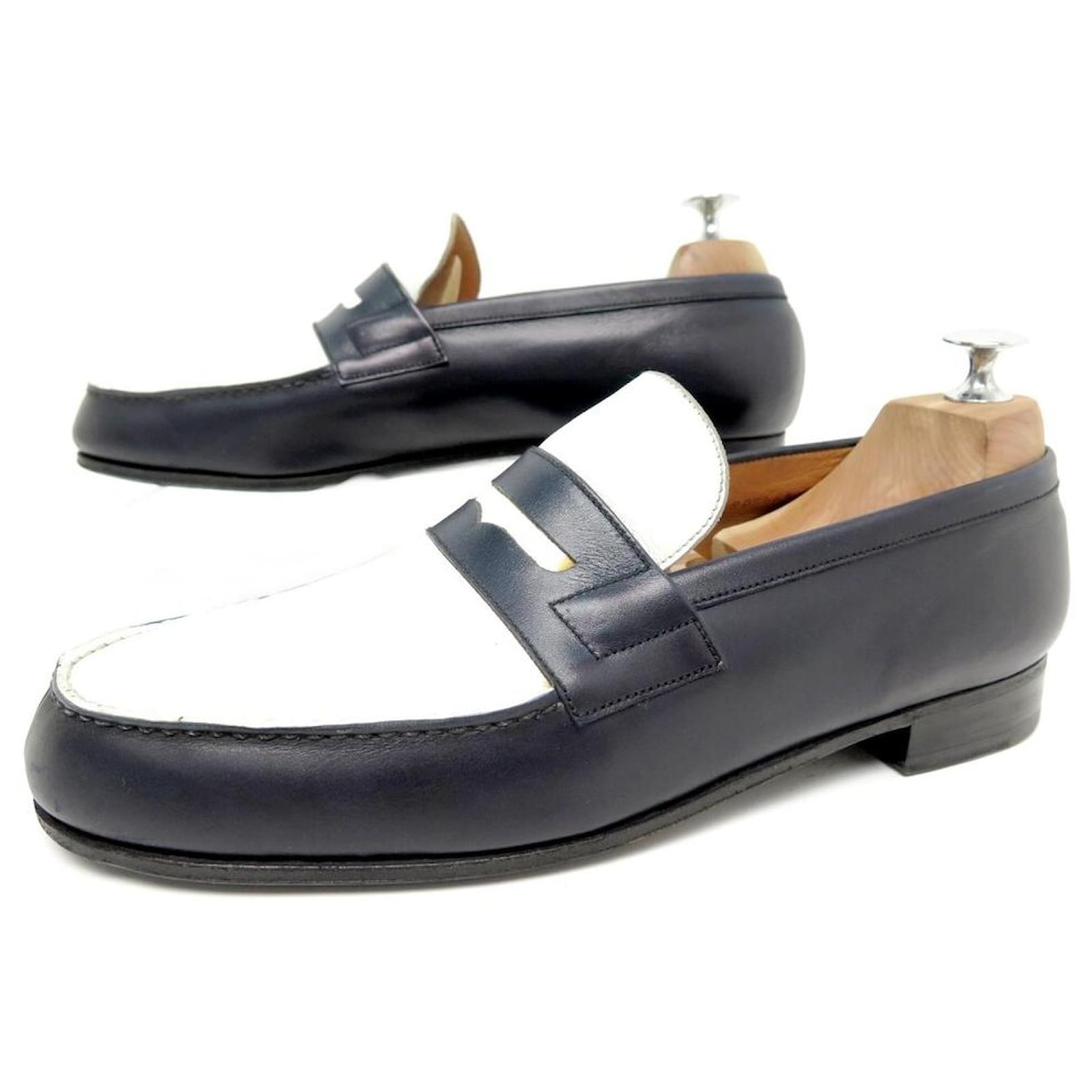 JM WESTON LOAFERS 8D 42 TWO-TONE LEATHER WHITE BLUE LEATHER SHOES ...