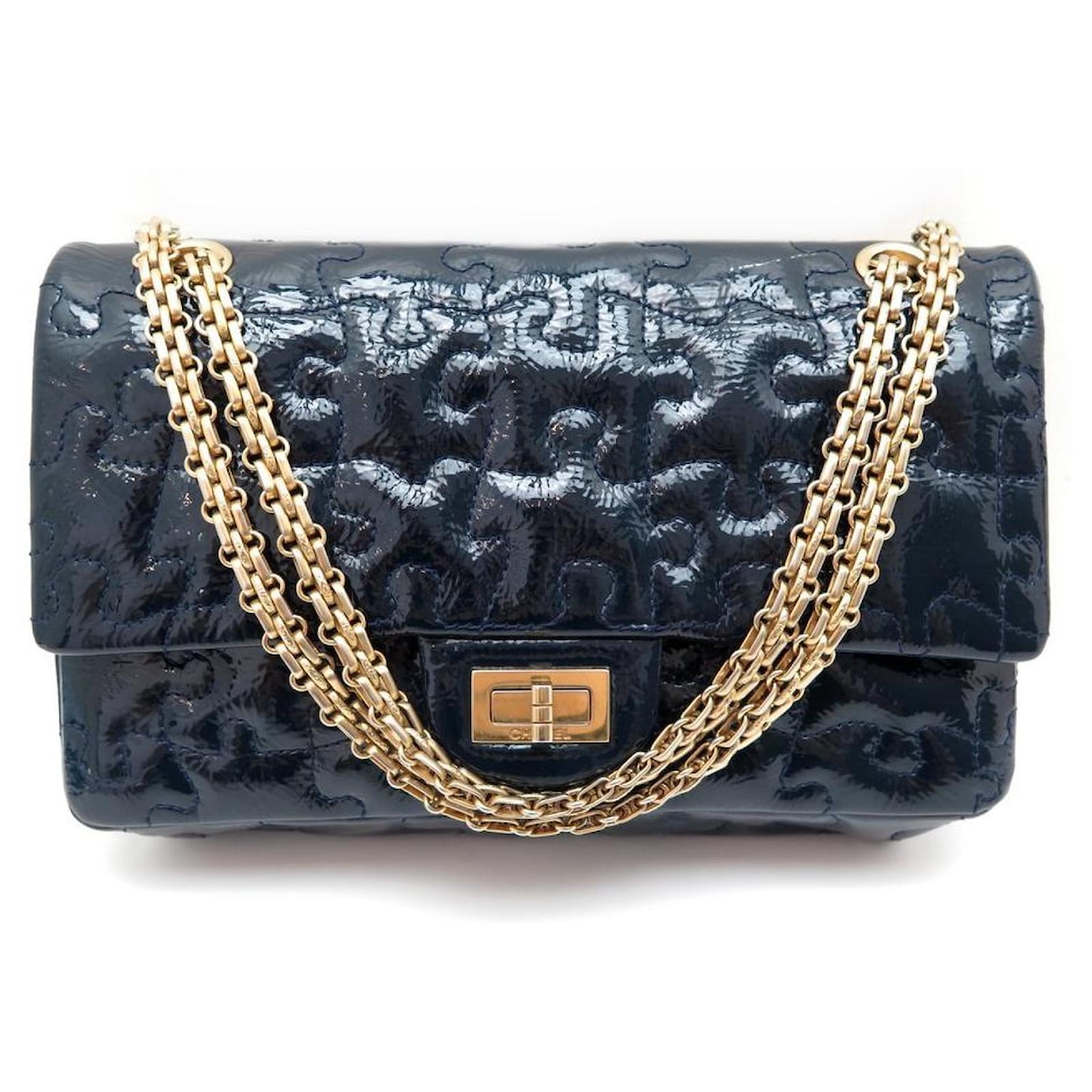 Handbags Chanel Chanel Handbag 2.55 Puzzle mm Crossbody in Blue Patent Leather Handbag