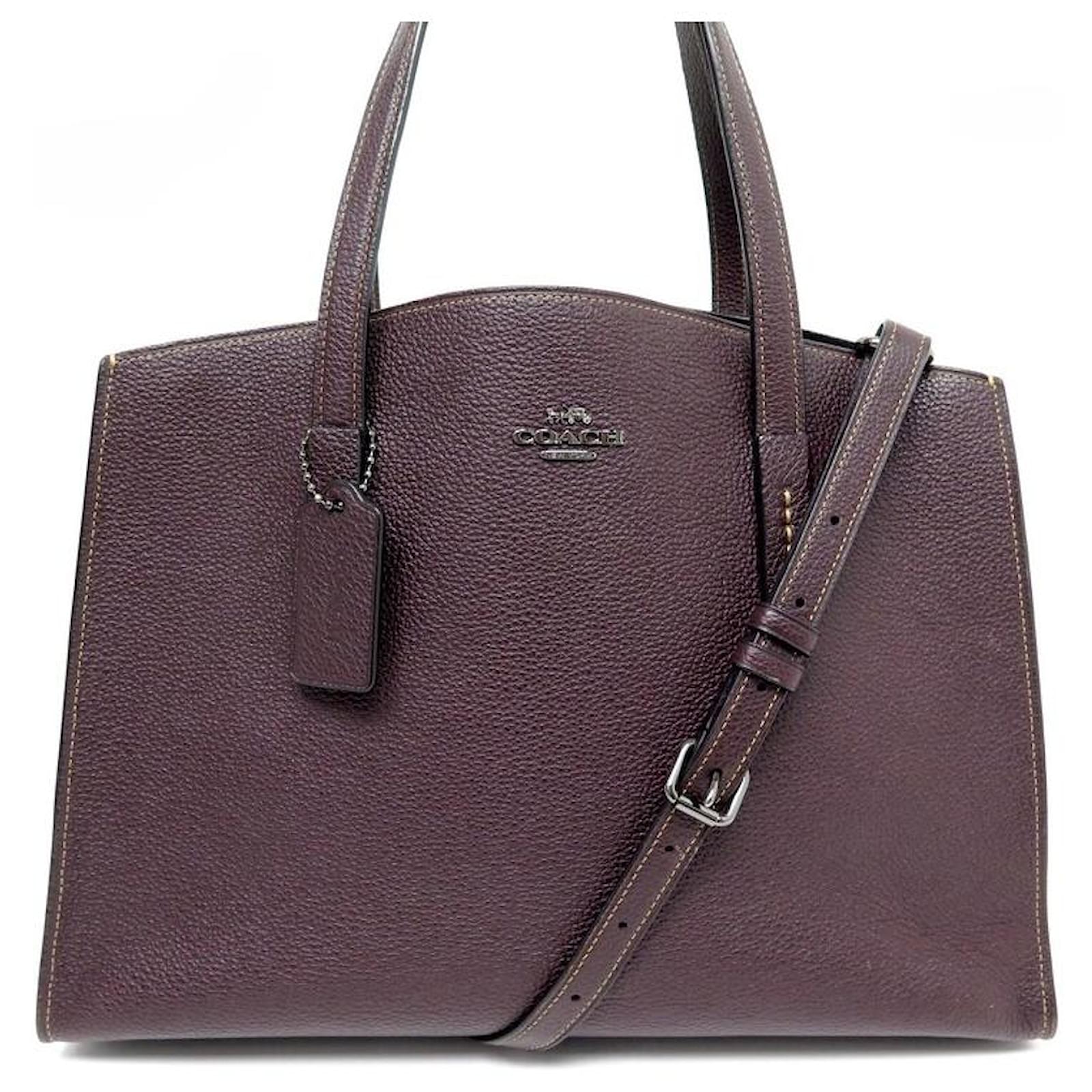 COACH CHARLIE MEDIUM D HANDBAG1881 BROWN GRAINED LEATHER SHOULDER TOTE