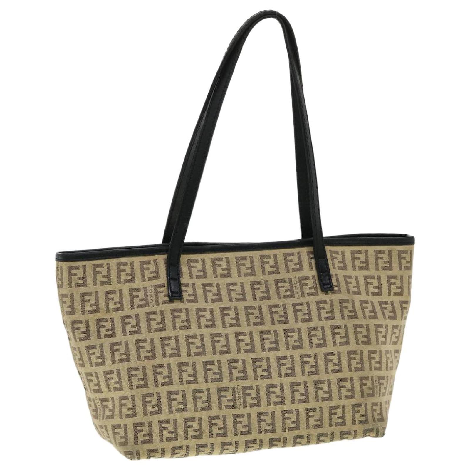 FENDI Zucchino Canvas Tote Bag Beige Auth rd3636 ref.722604 - Joli Closet