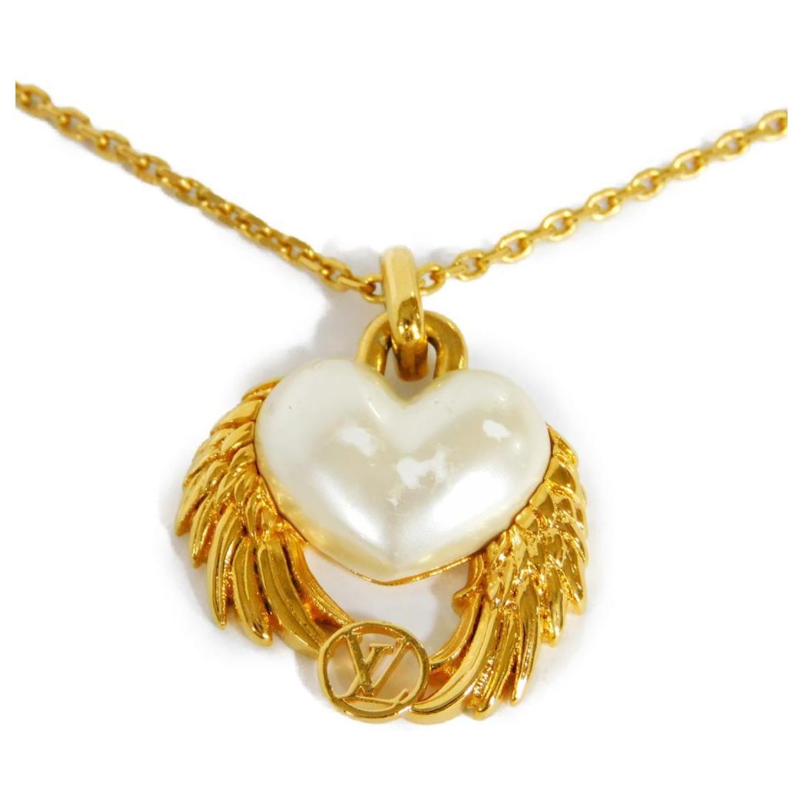 Louis Vuitton Angel Wing Pearl Necklace Gold Chain