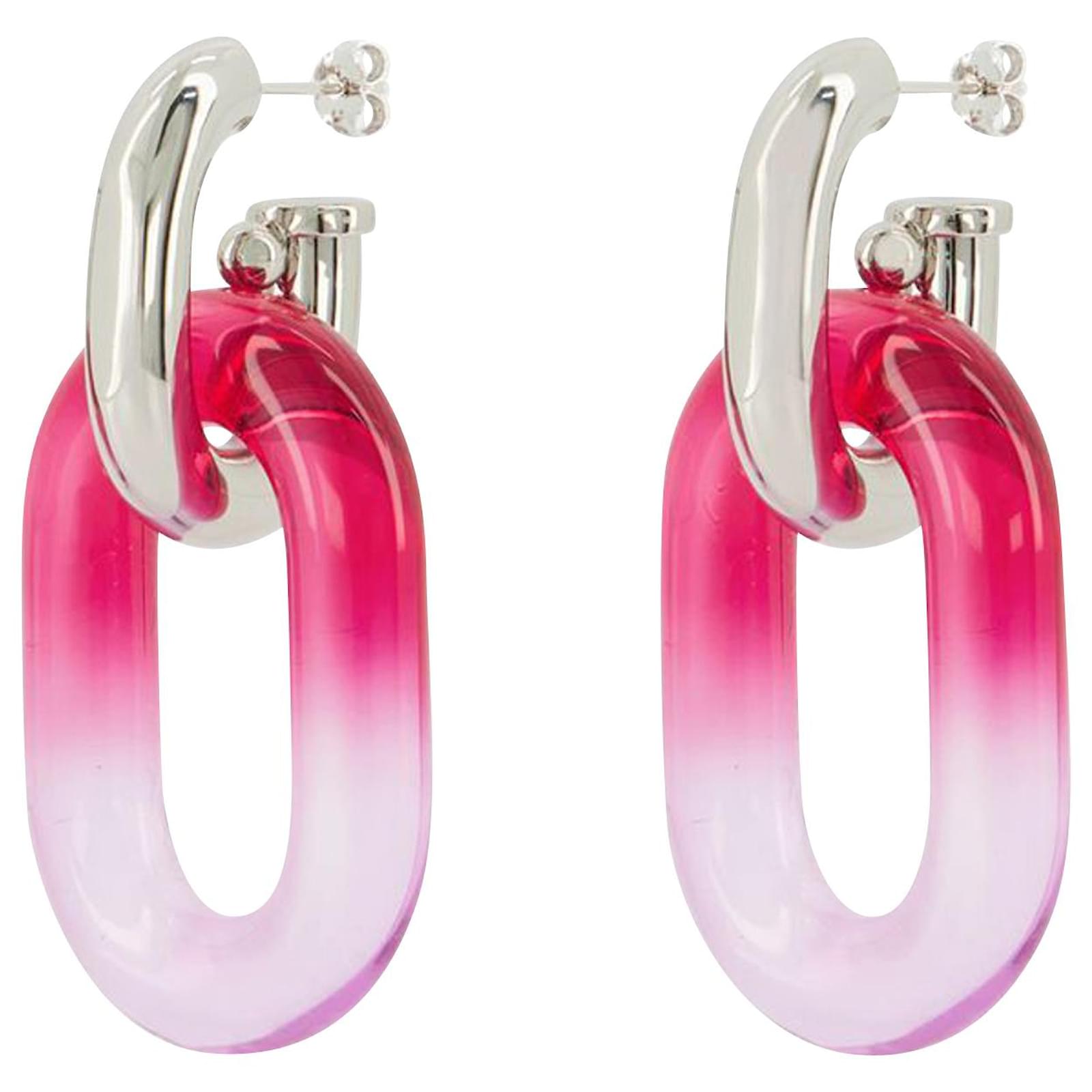 Boucle d'oreille doublée Xl Link - Paco Rabanne - Multi - Résine Rouge ...