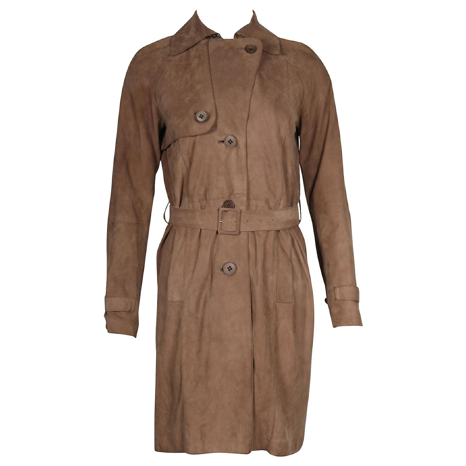 Hugo Boss Brown Goat Leather Trench Coat ref.723311 - Joli Closet