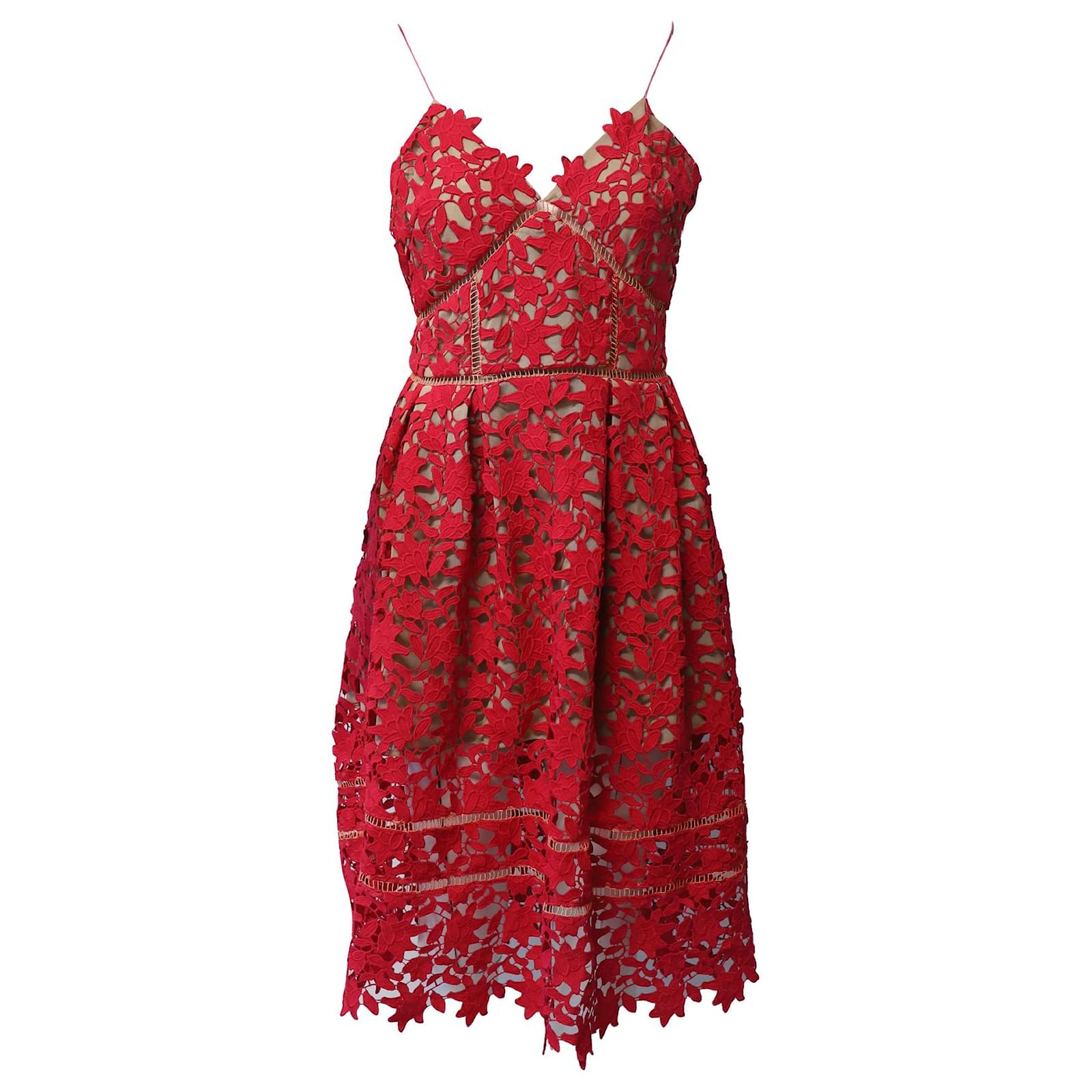 Self portrait Self-Portrait Azalea Midi Dress in Red Polyester ref ...