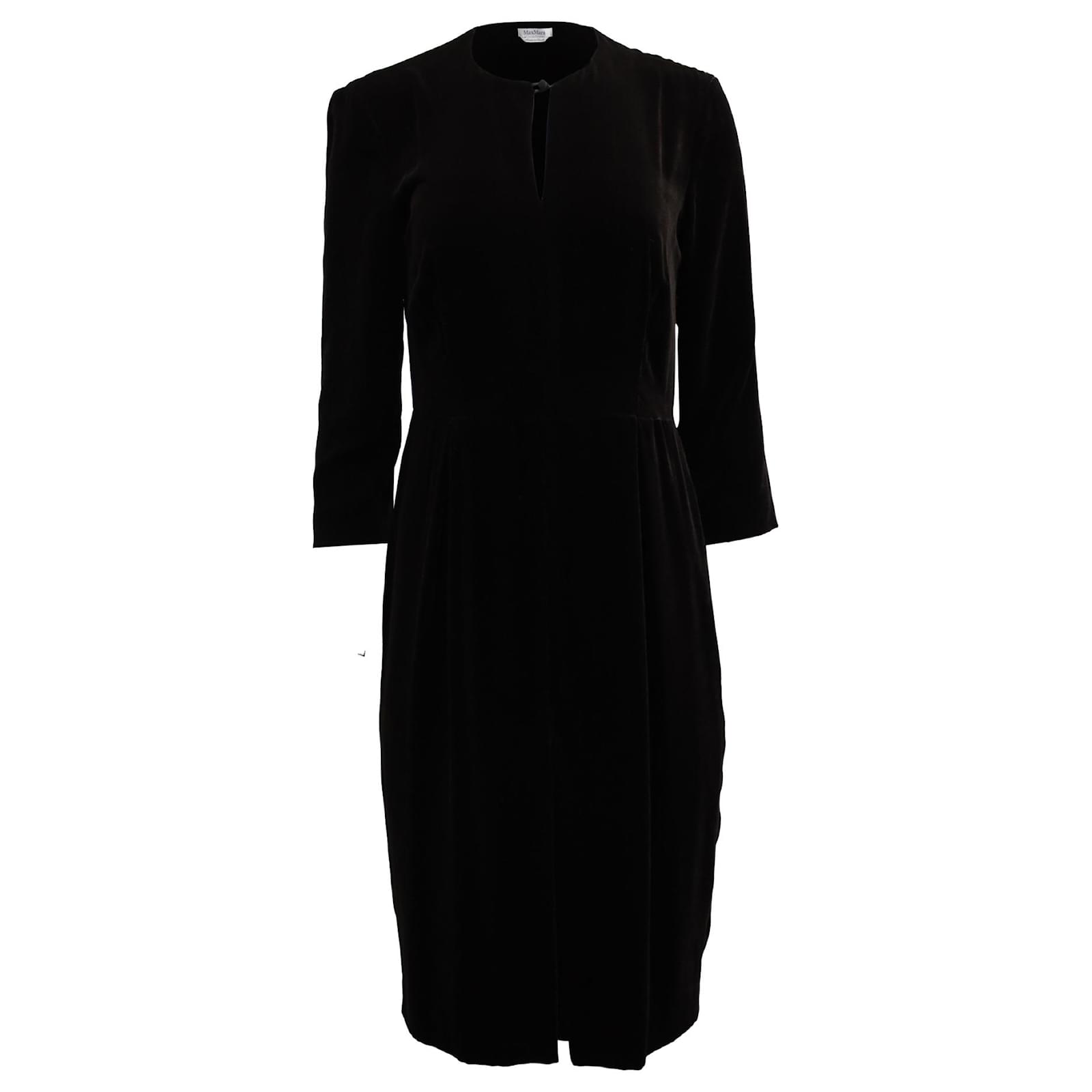 Max Mara Maxmara Keyhole Long Sleeves Sheath Dress in Brown Velvet ref ...