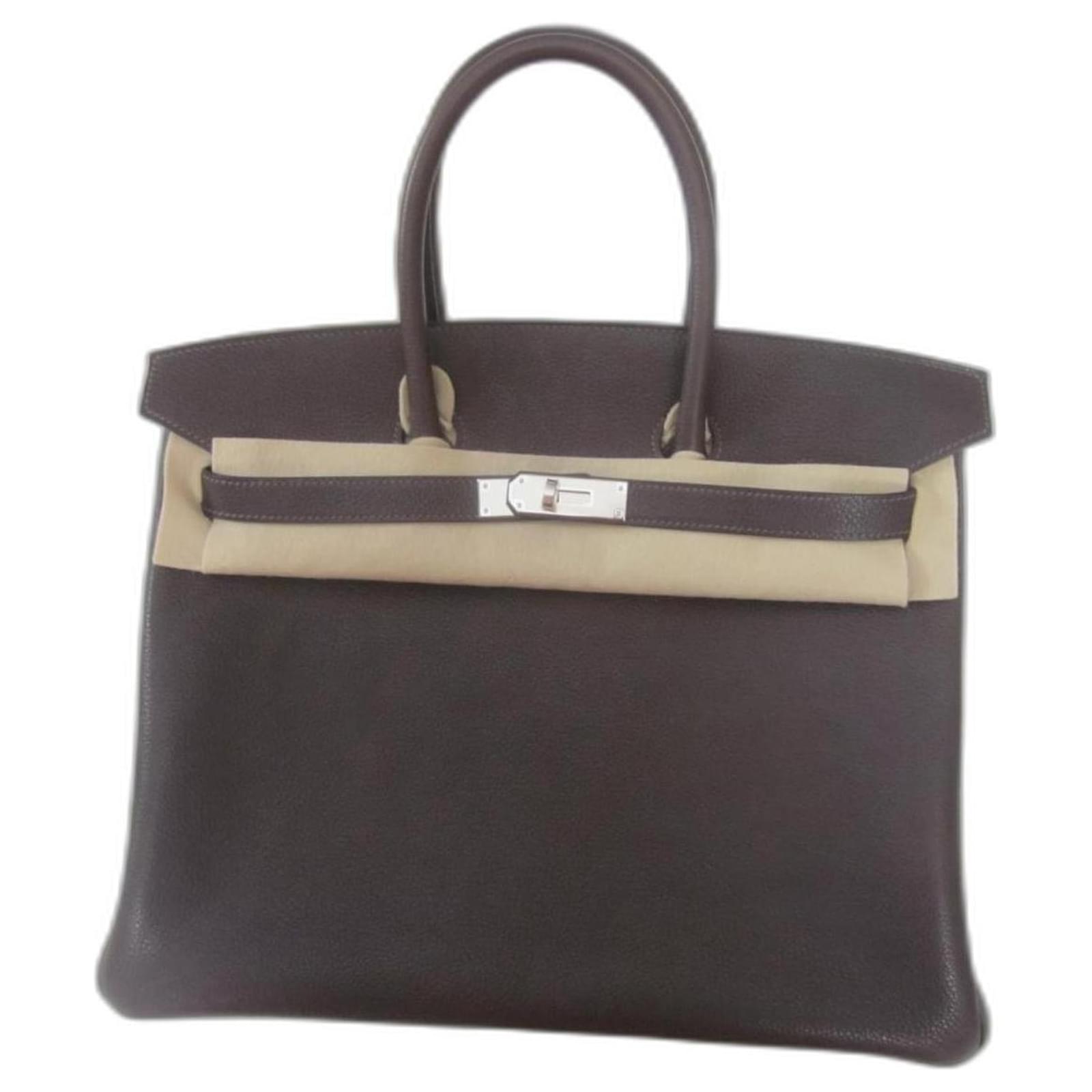 Hermes Birkin 35 Bag Ebene Barenia Faubourg Leather with Palladium