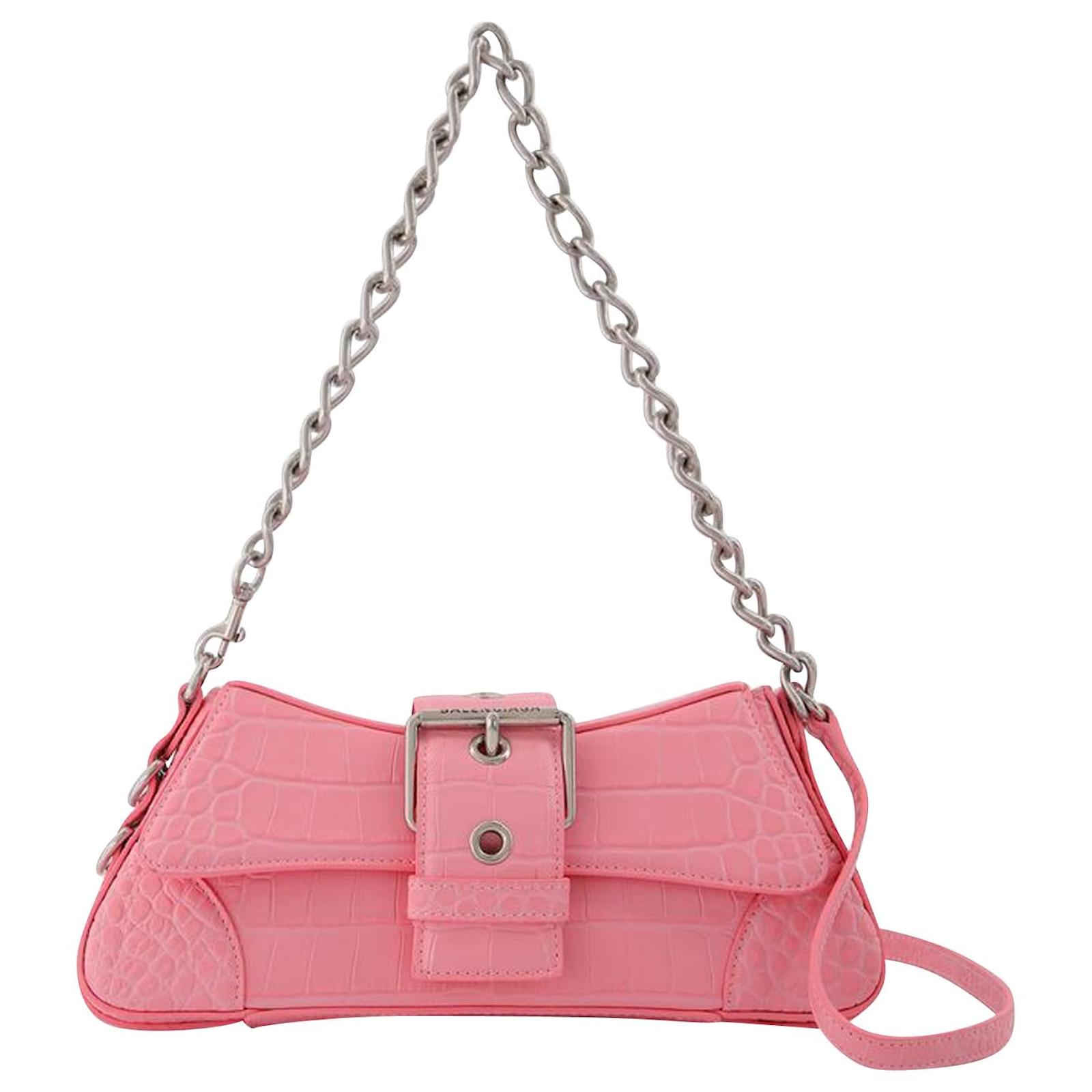 Sac Lindsay en cuir Emboss Croco Rose