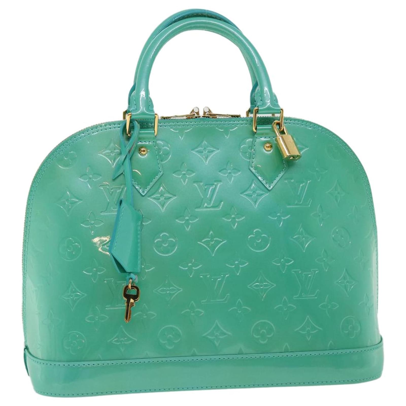 Alma Louis Vuitton Handbags Green Metallic Patent leather ref