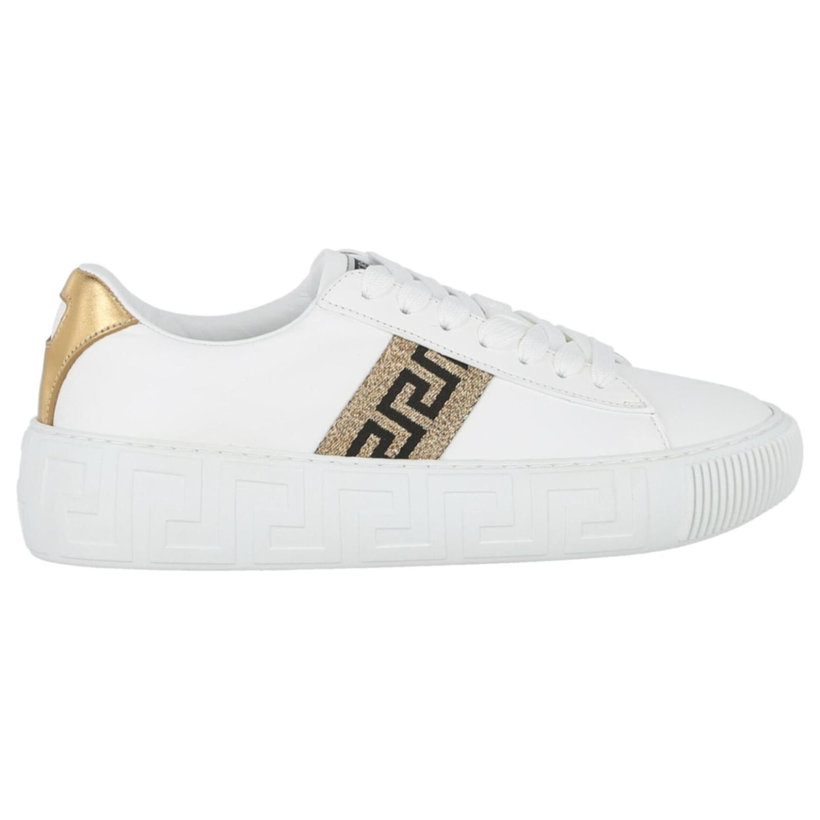 Versace Greca Leather Sneakers White ref.727037 - Joli Closet