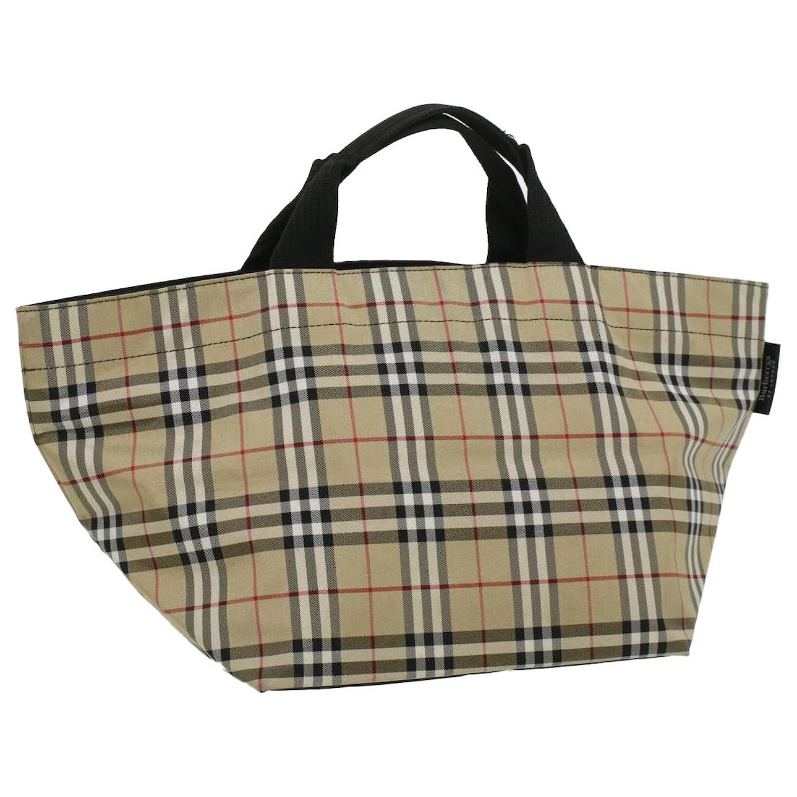 BURBERRY Nova Check Hand Bag Nylon Beige Auth hs1613  - Joli  Closet