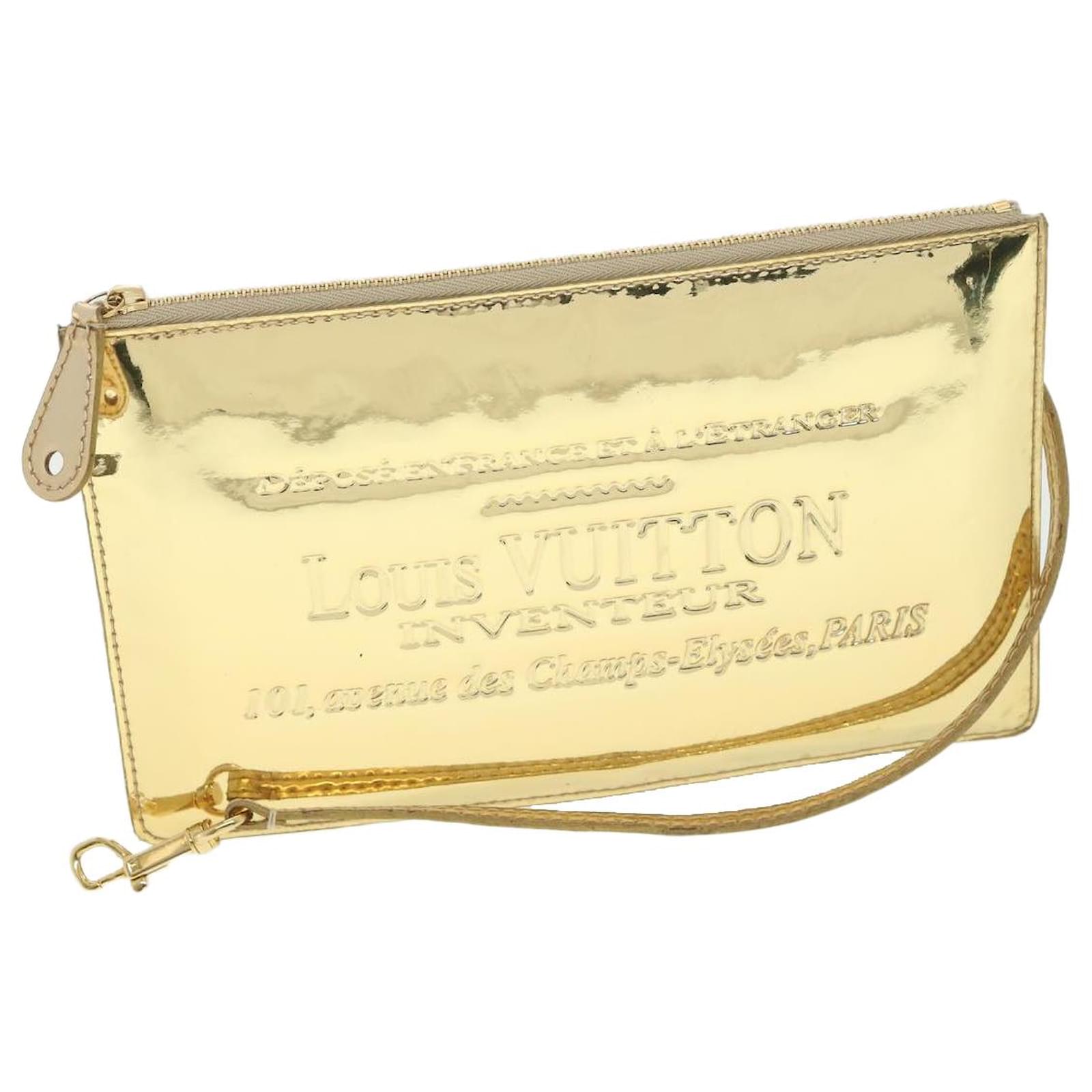 LOUIS VUITTON Monogram Miroir Pochette Plat ClutchBag Gold M95278 Limited  Auth