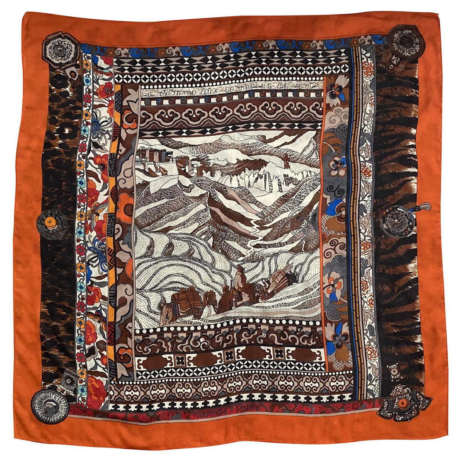 Foulard de Leonard en soie Vintage, foulard, fleurs, noir et fleurs