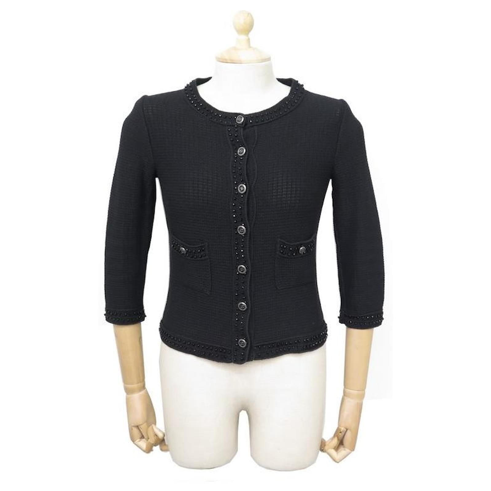 Knitwear Chanel Chanel P SWEATER30912 Cardigan Vest 36 S Button Logo CC Black Cotton Back Vest