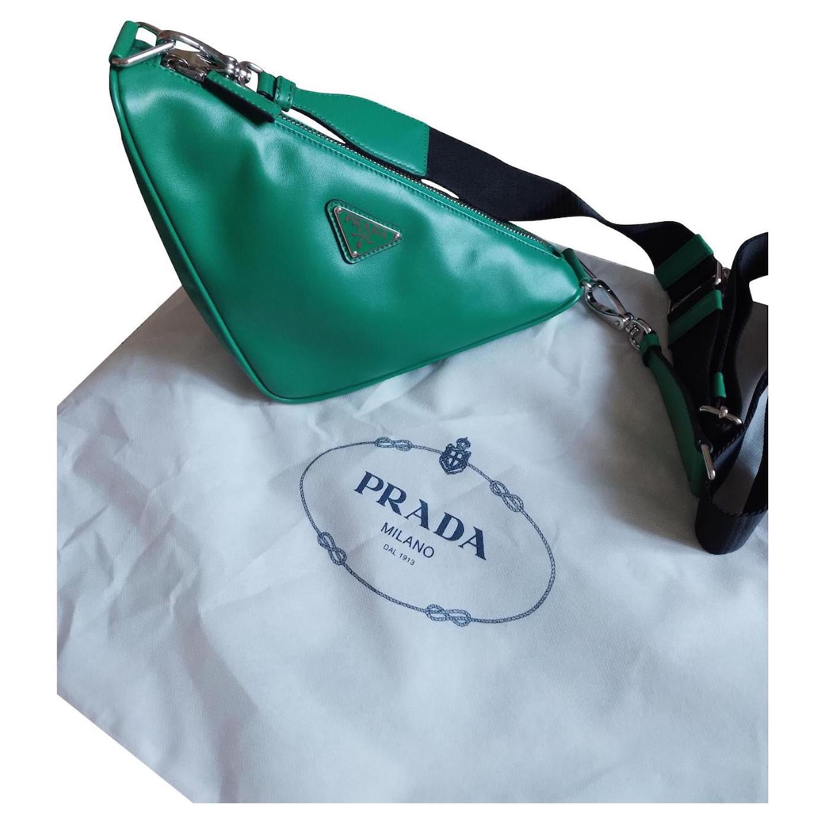 Prada TRIANGLE Green Leather ref.728785 Joli Closet