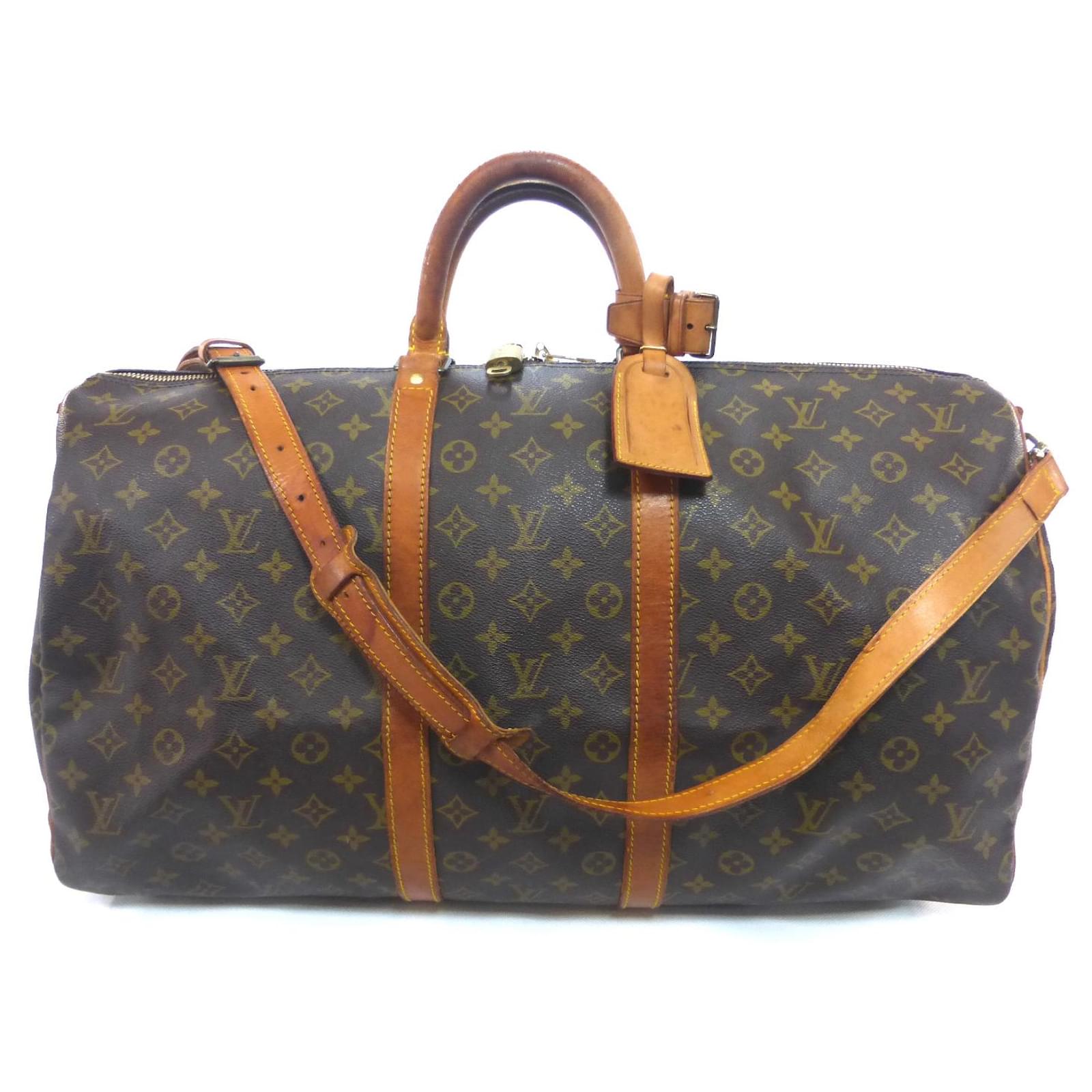 Louis Vuitton keepall 55 monogram shoulder strap Brown Leather ref.729153 -  Joli Closet