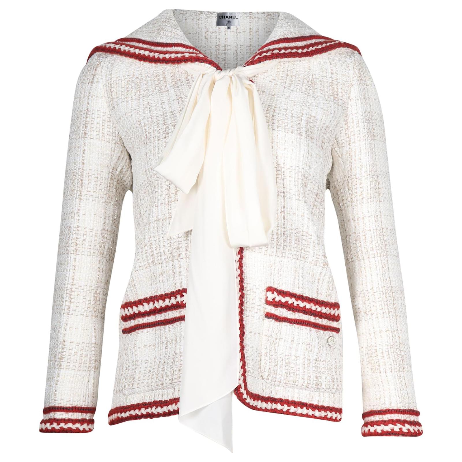 Chanel Paris-Hamburg 2018 Sailor Jacket in Cream Tweed White Wool  ref.729690 - Joli Closet