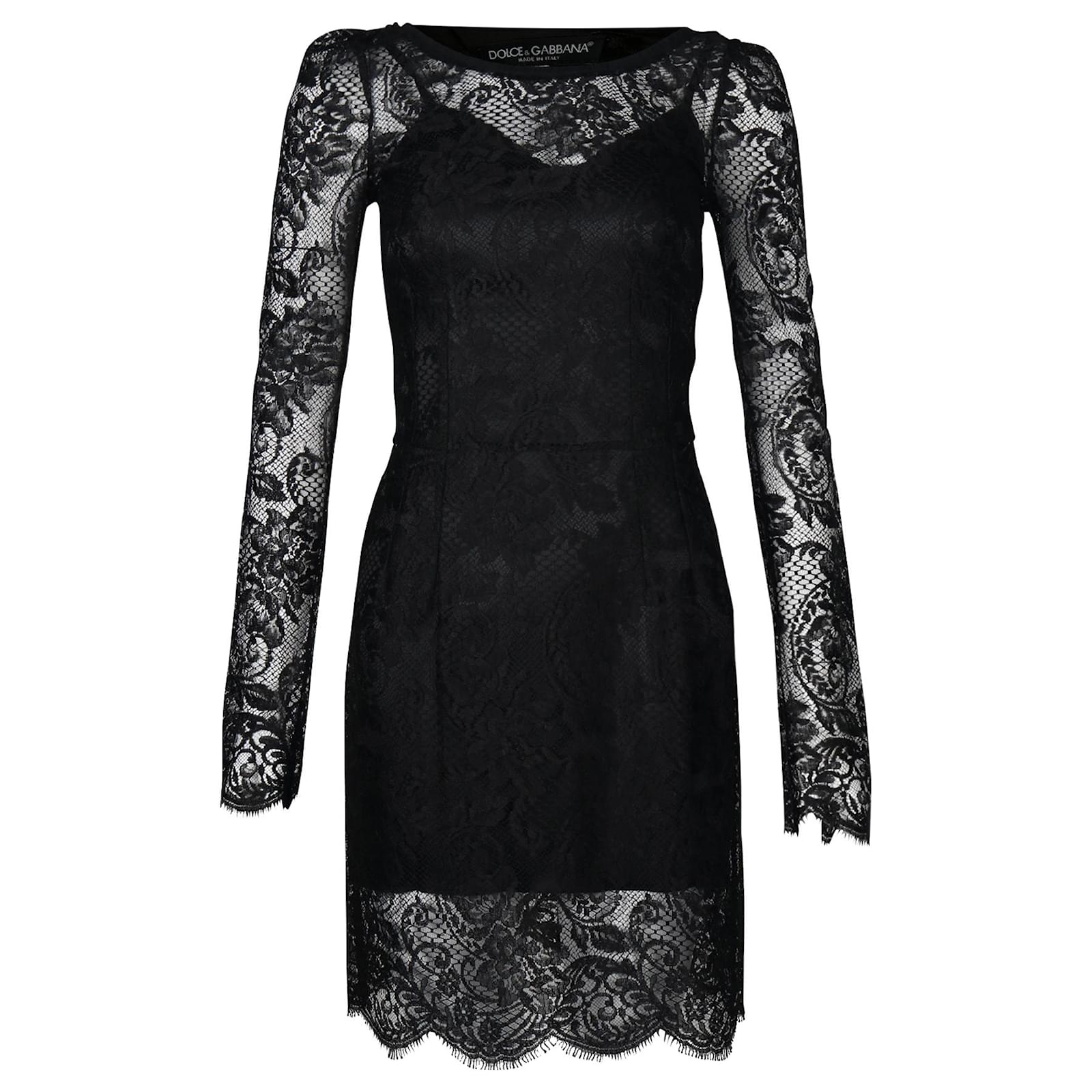 Dolce & Gabbana Mini Sheath Dress in Black Lace Cotton ref.729757 ...