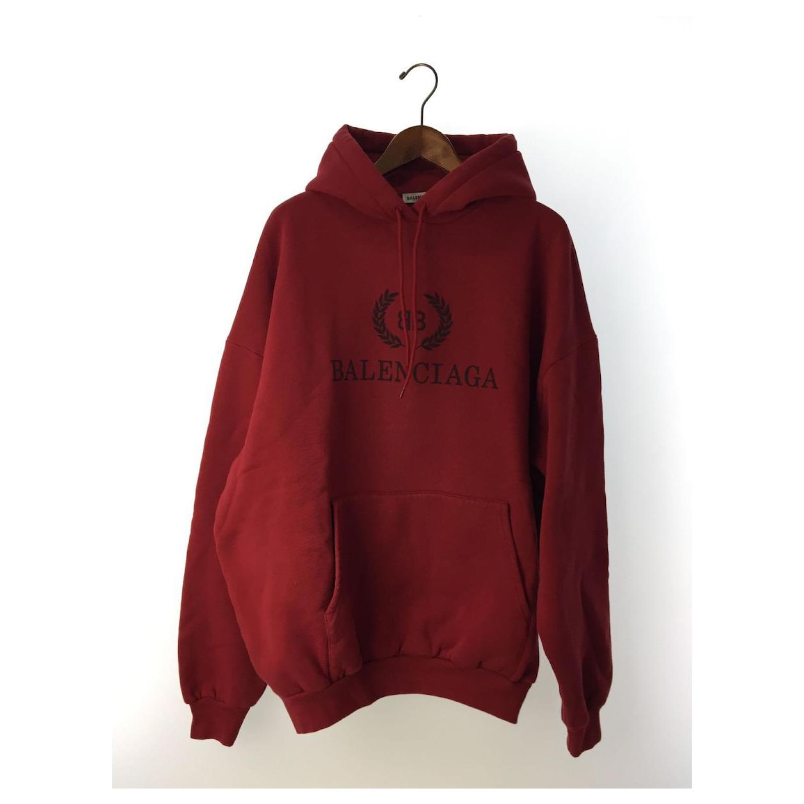 BALENCIAGA logo pullover hoodie/XS Red Cotton ref.730201 - Joli Closet