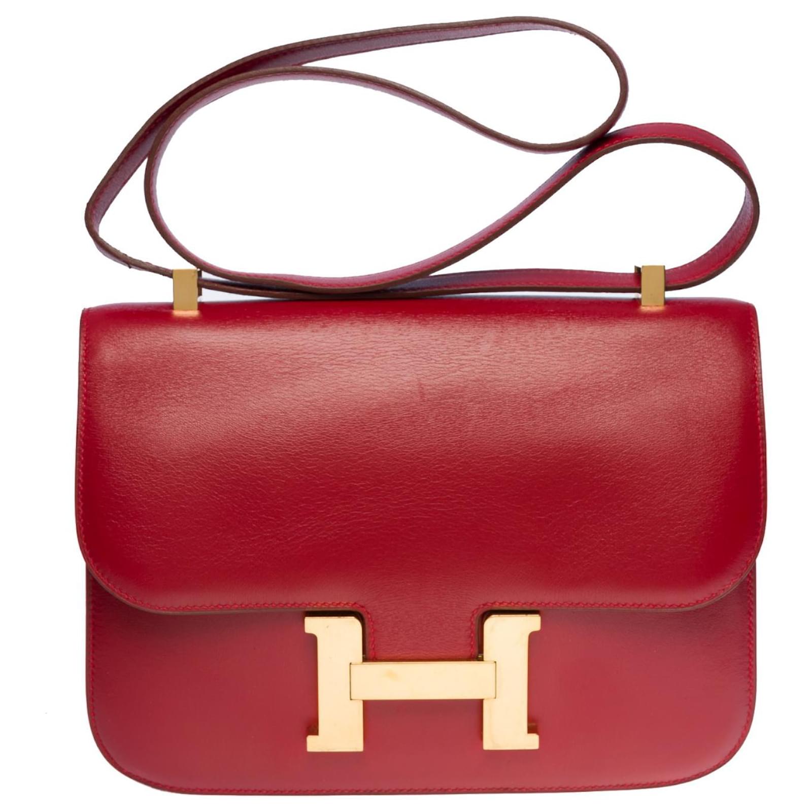 Hermès Splendid Hermes Constance handbag 23 cm in red box leather H ( Bordeaux), ref.730326 - Joli Closet