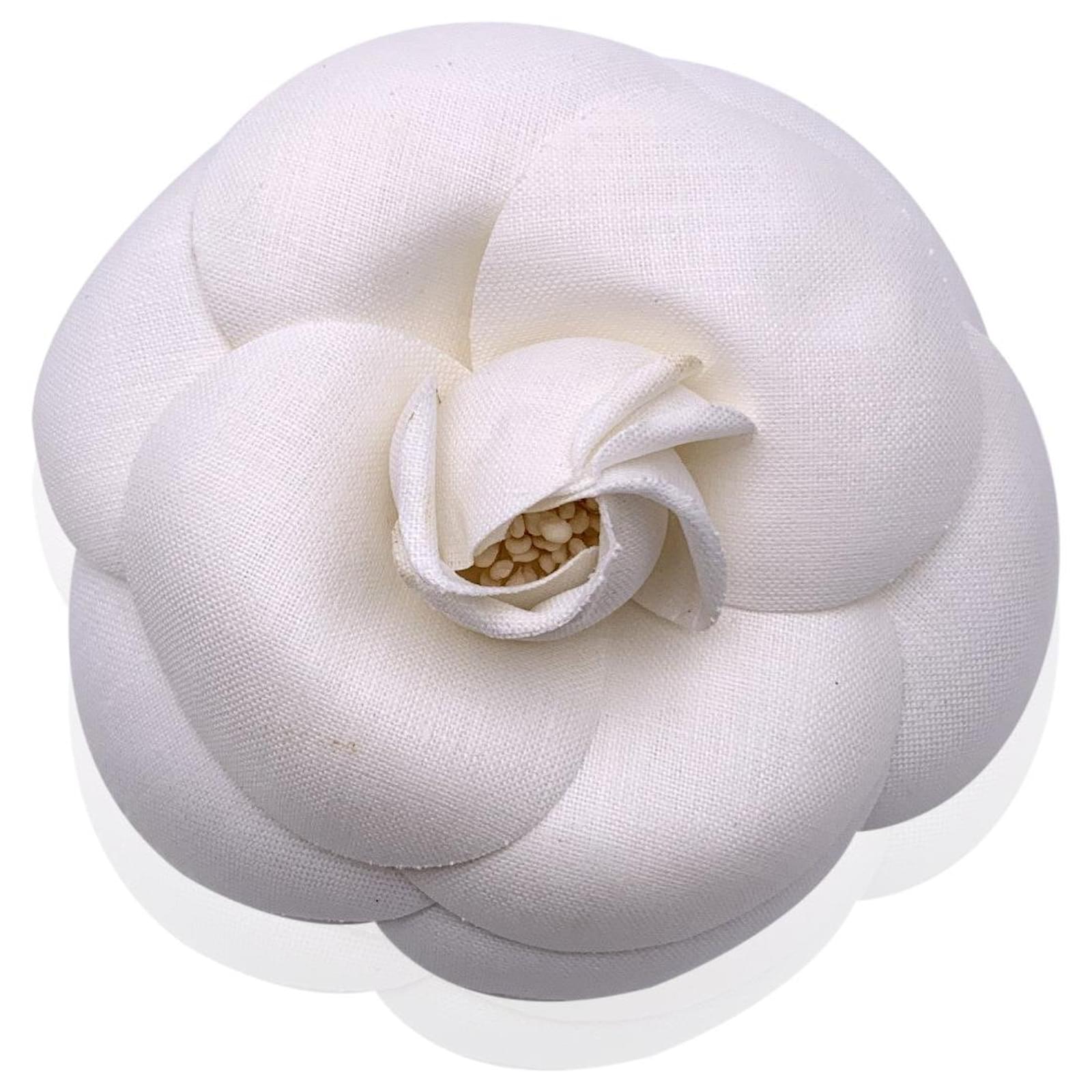White Fabric Camelia Flower Camellia Brooch with Box