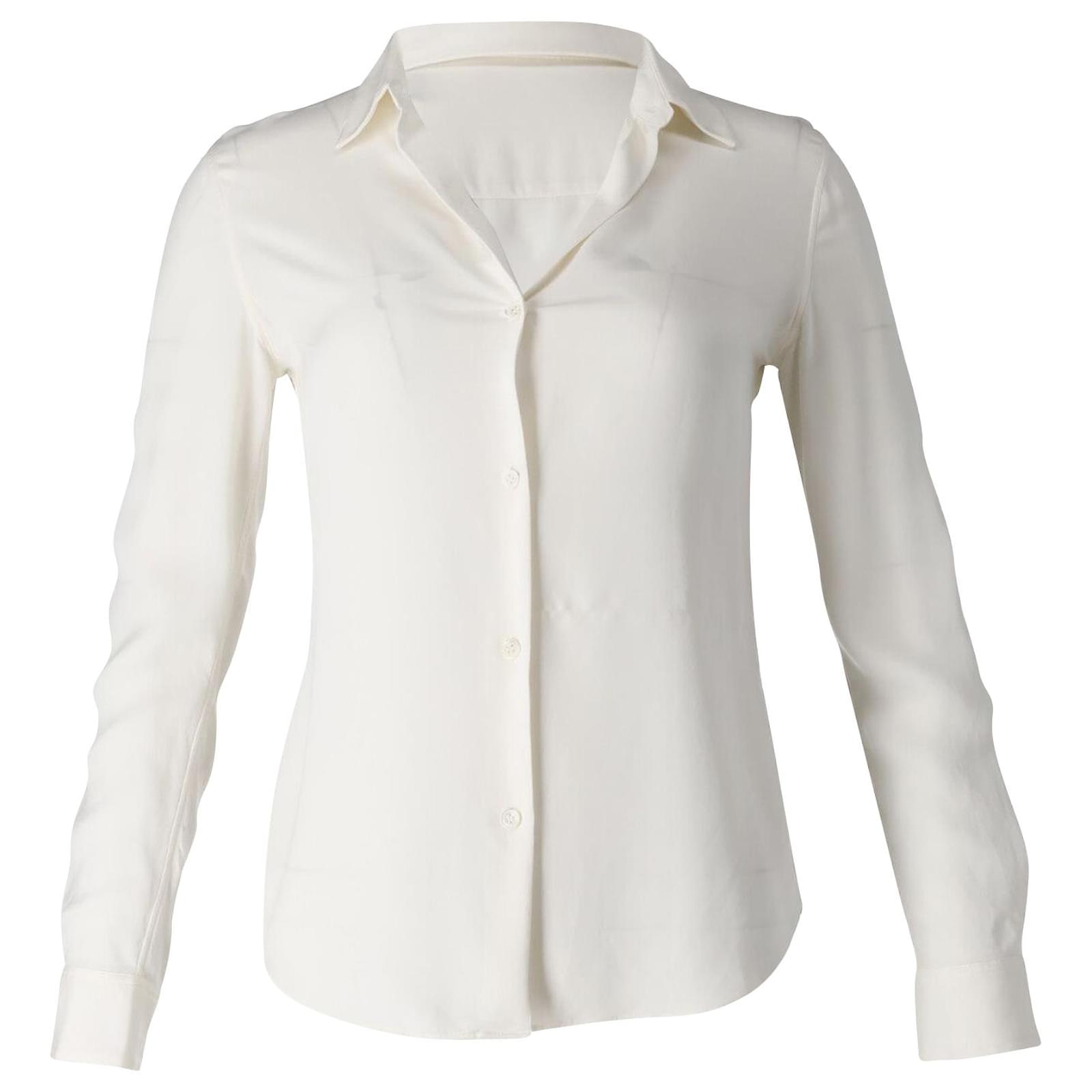 Theory Buttondown Classic Shirt in White Silk ref.730589 - Joli Closet