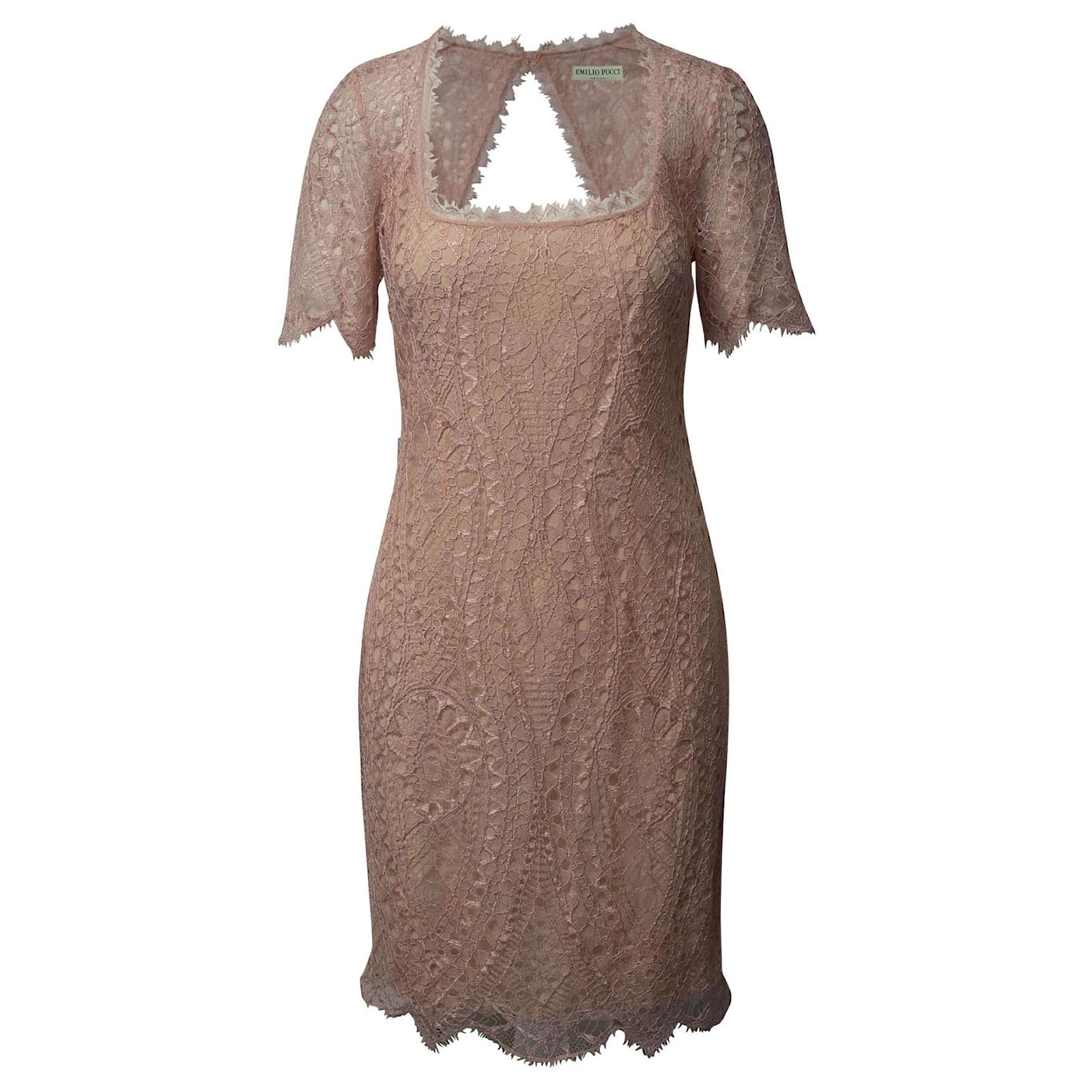 Emilio Pucci Open Back Lace Dress in Pink Polyamide ref.JC730596 (Sold) -  Joli Closet