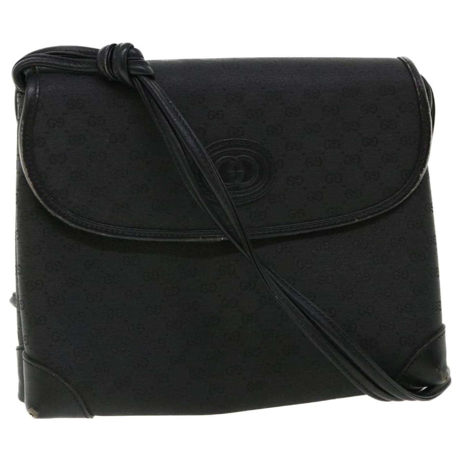 Gucci Vintage - Guccissima Canvas Shoulder Bag - Black - Leather