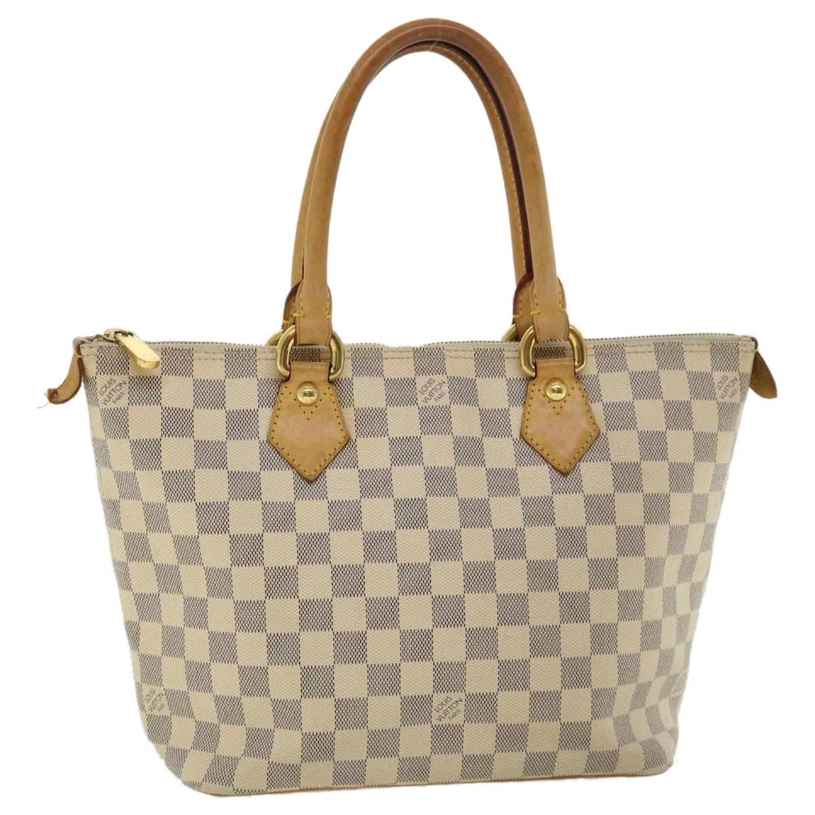 LOUIS VUITTON Authentic Women's Damier Azur Saleya PM Hand Bag Tote  Bag White