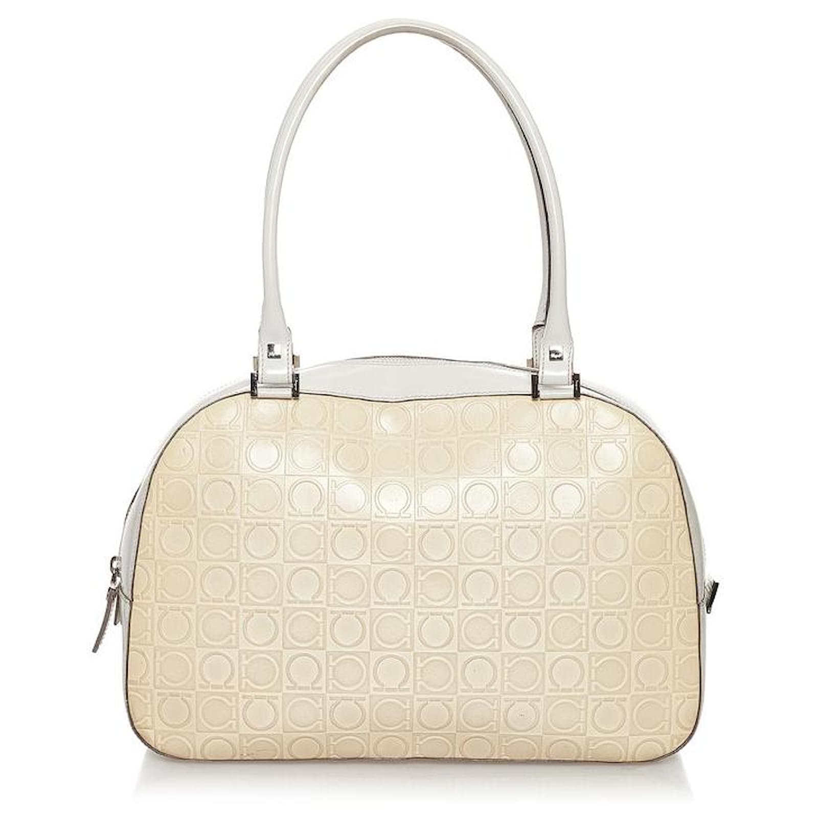 Salvatore Ferragamo Gancini Embossed Leather Handbag BW-21 1239 