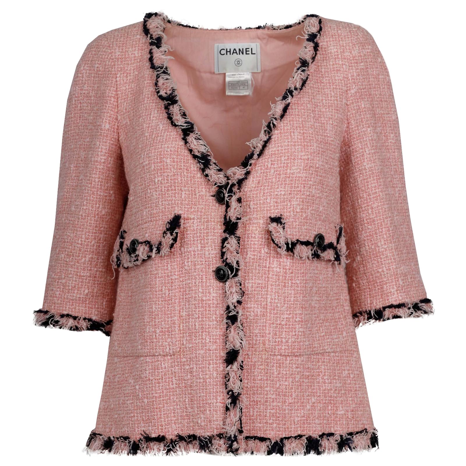 Chanel Pink Boucle Tweed Bow Detail Mini Dress - Size US 0-2 at