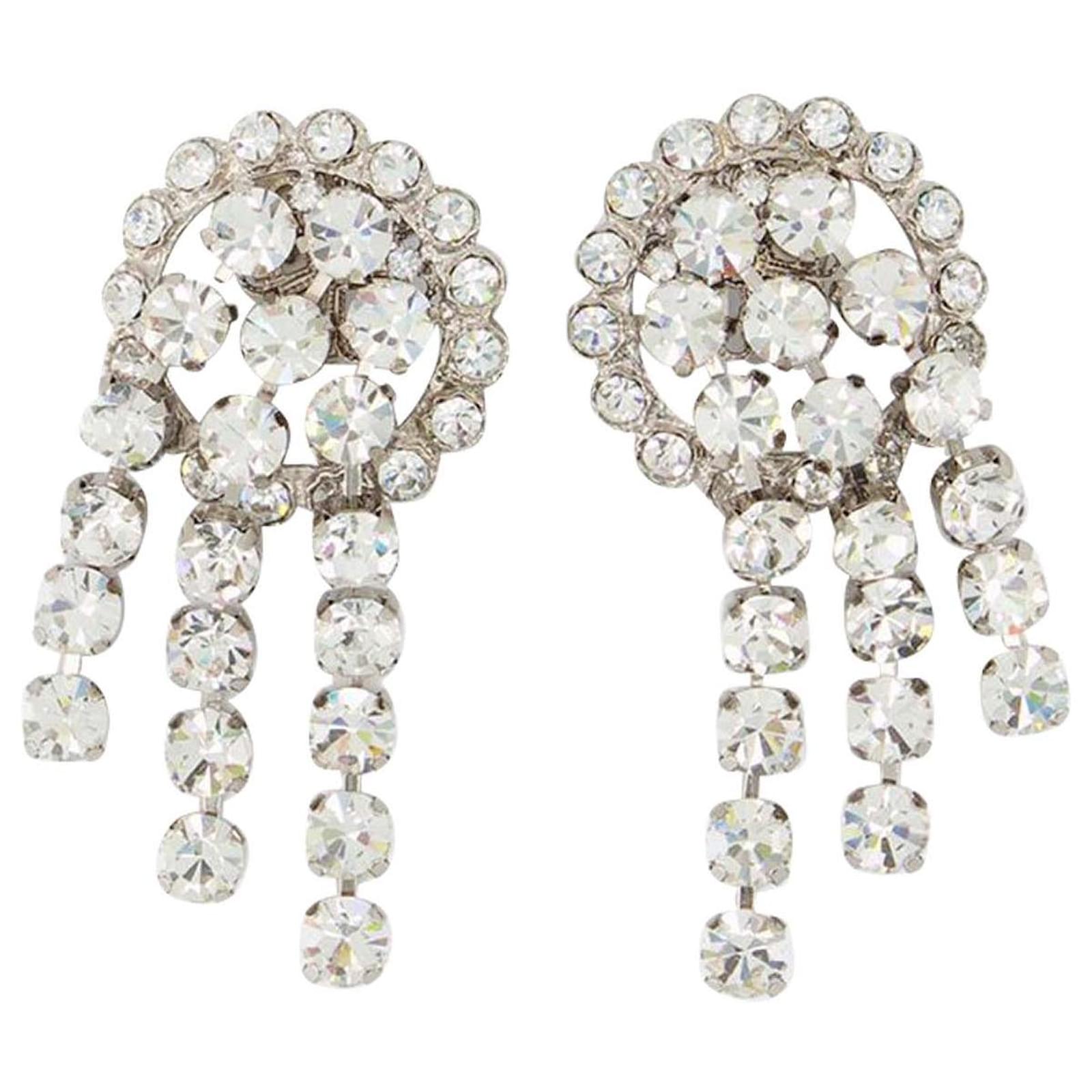 Alessandra Pendientes de cascada de cristal Plata Metálico ref.732068 - Joli Closet