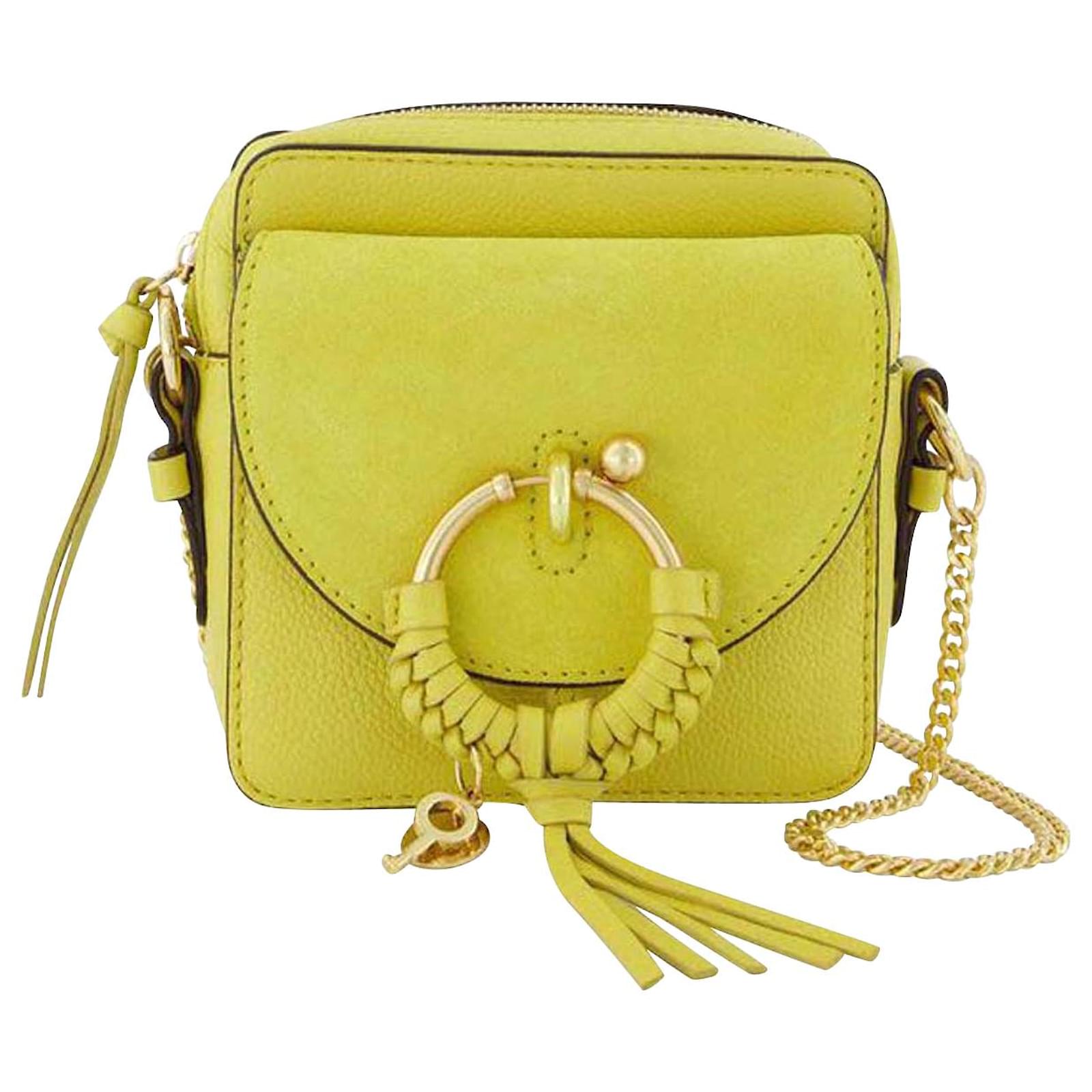 Yellow Leather Crossbody Camera Bag