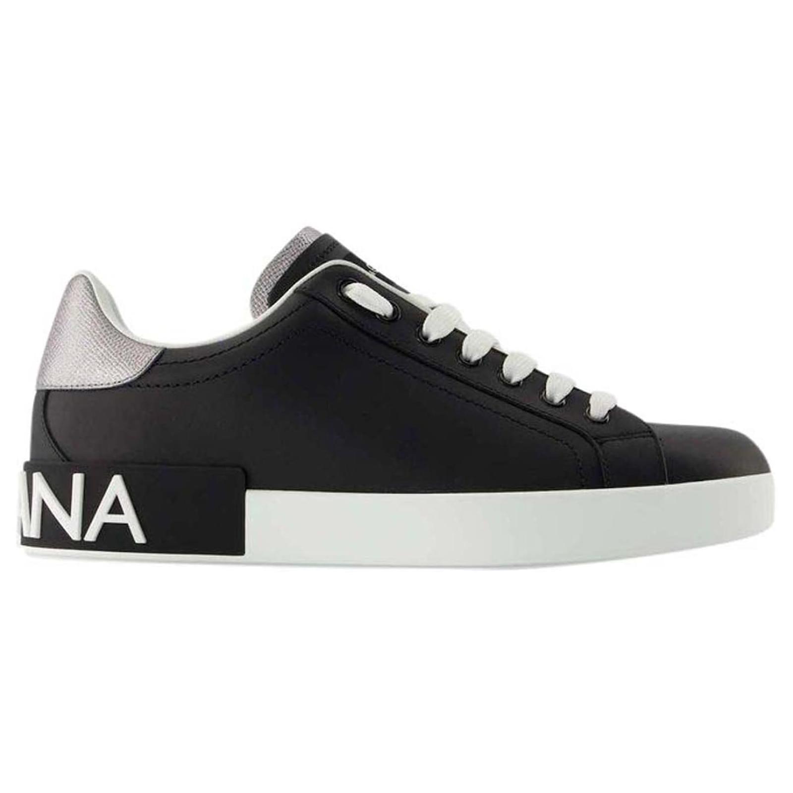 Dolce & Gabbana Portofino Sneakers in Black Leather ref.732632 Joli