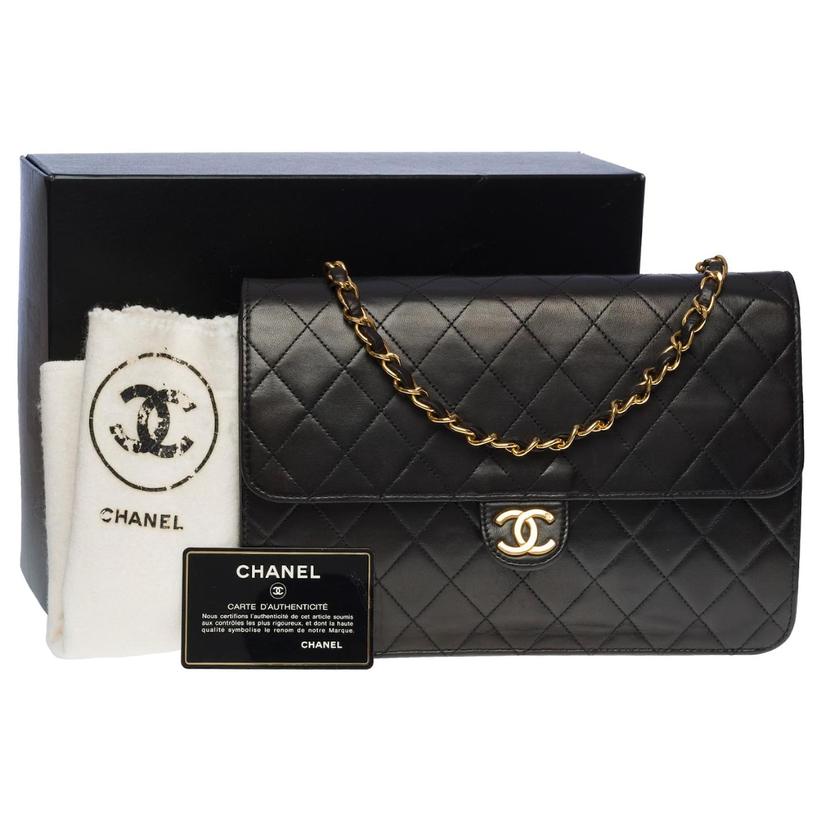Pochette en cuir Chanel noir