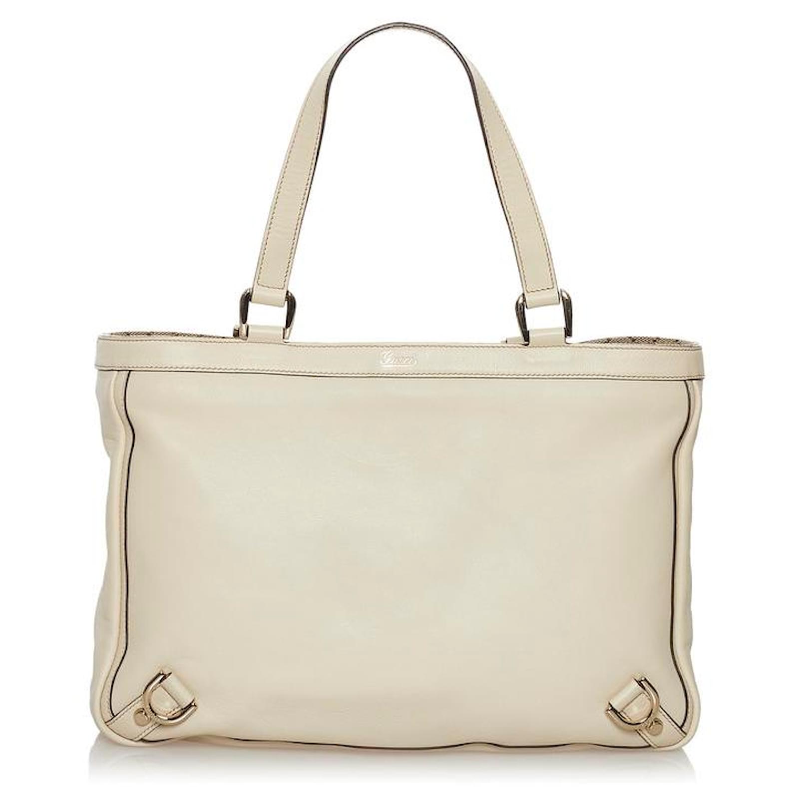 Gucci Leather Abbey Tote Bag 170004 White Pony-style calfskin ref