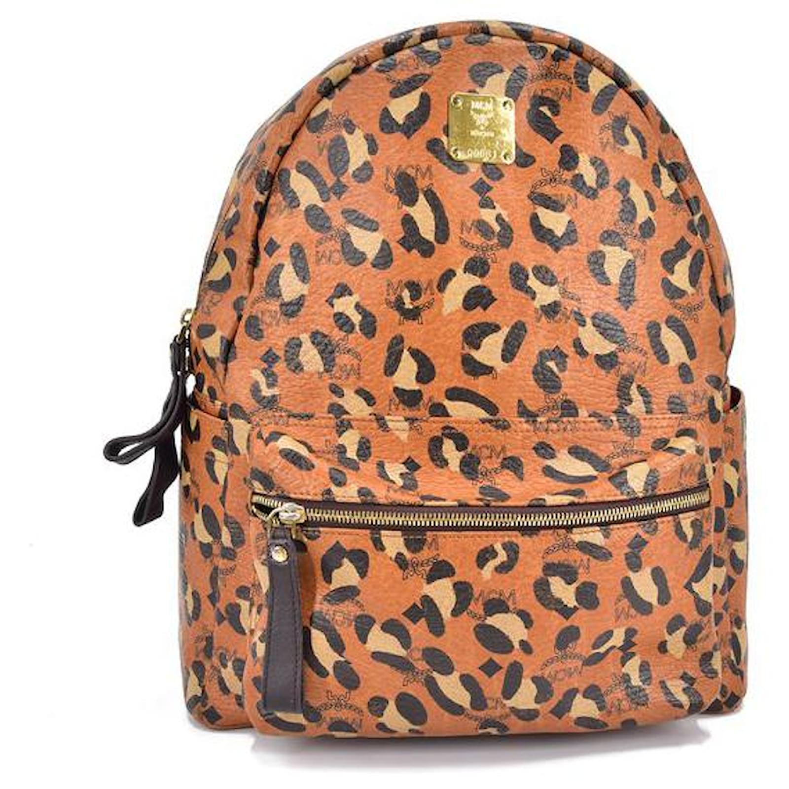 Mcm discount leopard backpack