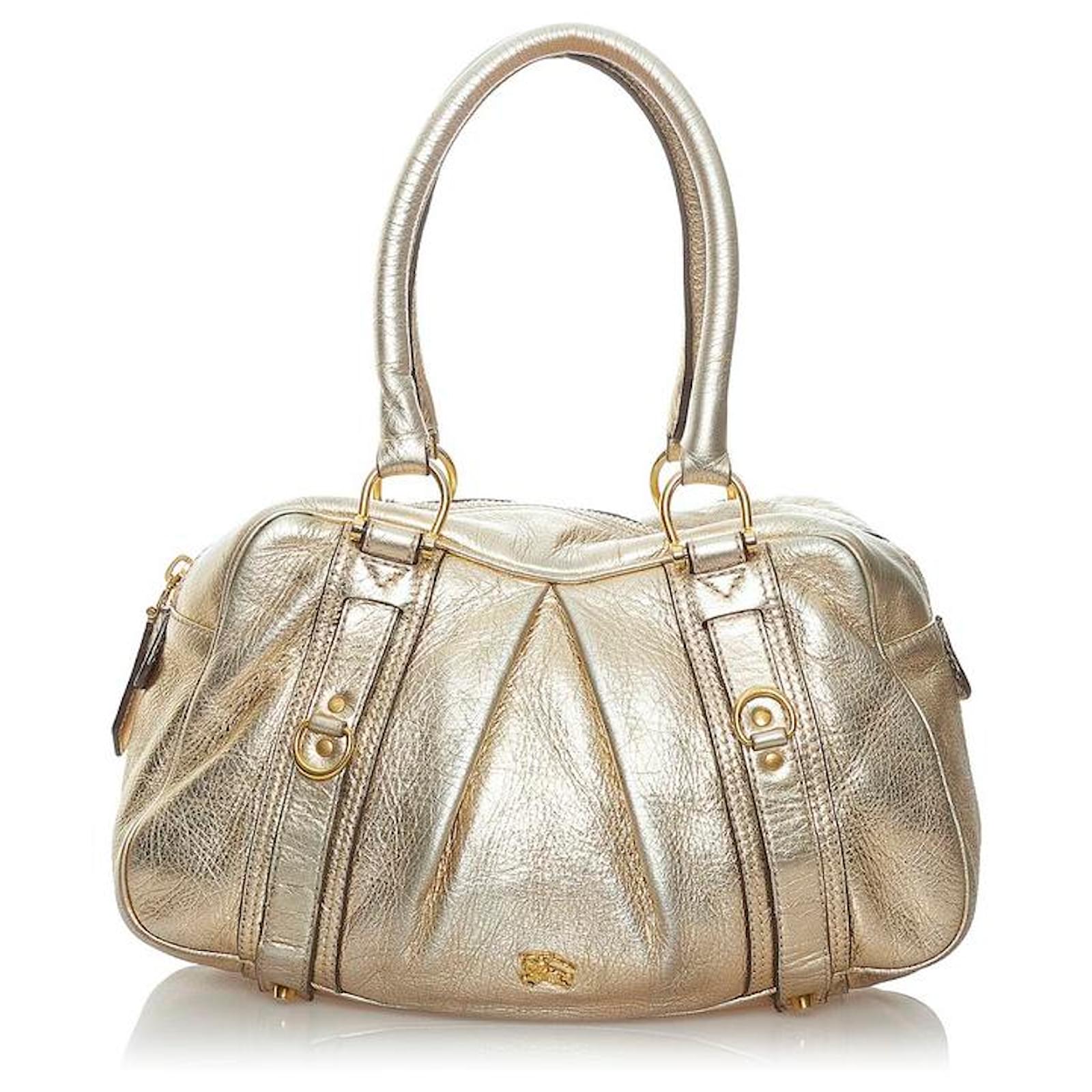 Burberry Metallic Leather Handbag Golden Pony-style calfskin  -  Joli Closet