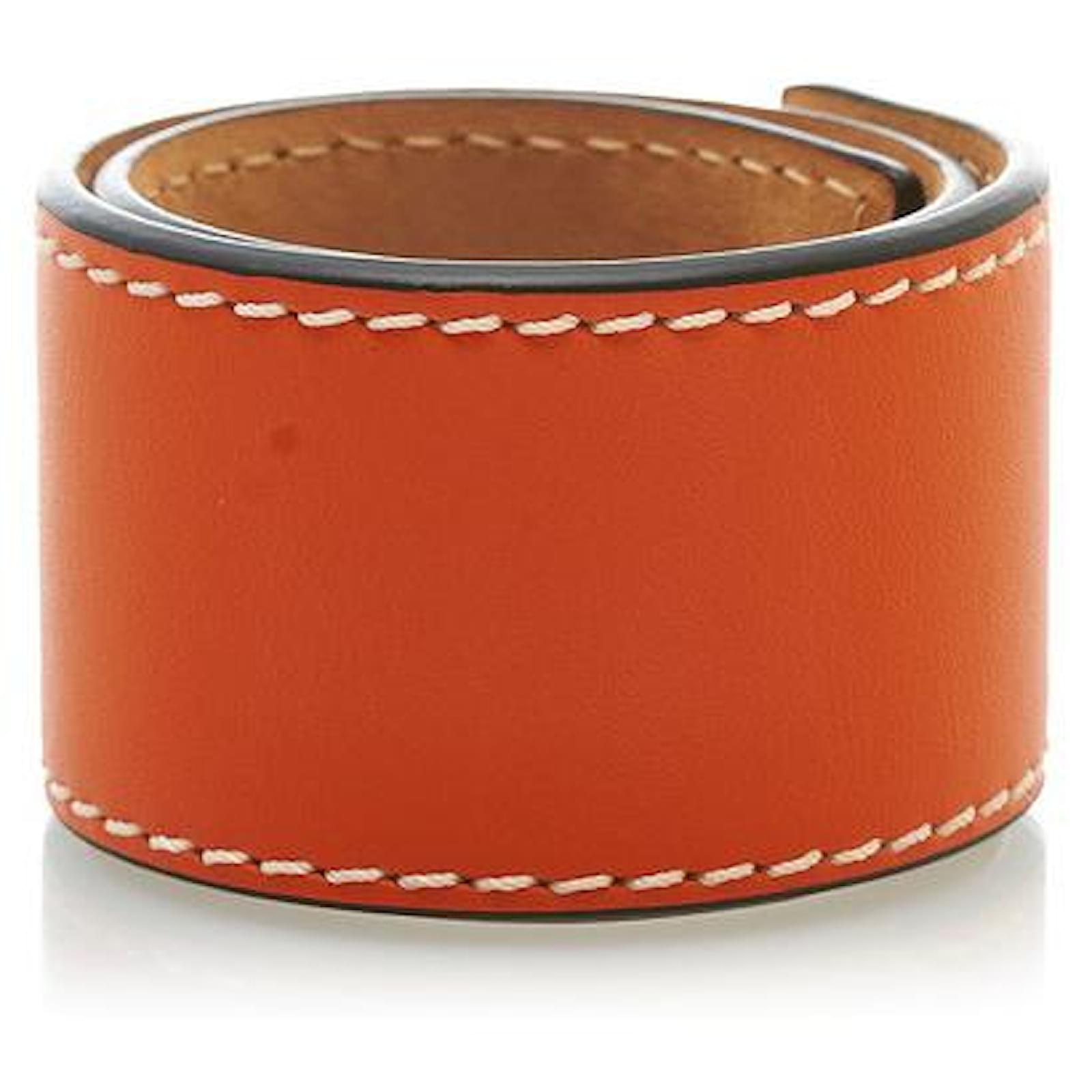 Loewe Embossed Leather Slap Bracelet Orange Pony-style calfskin